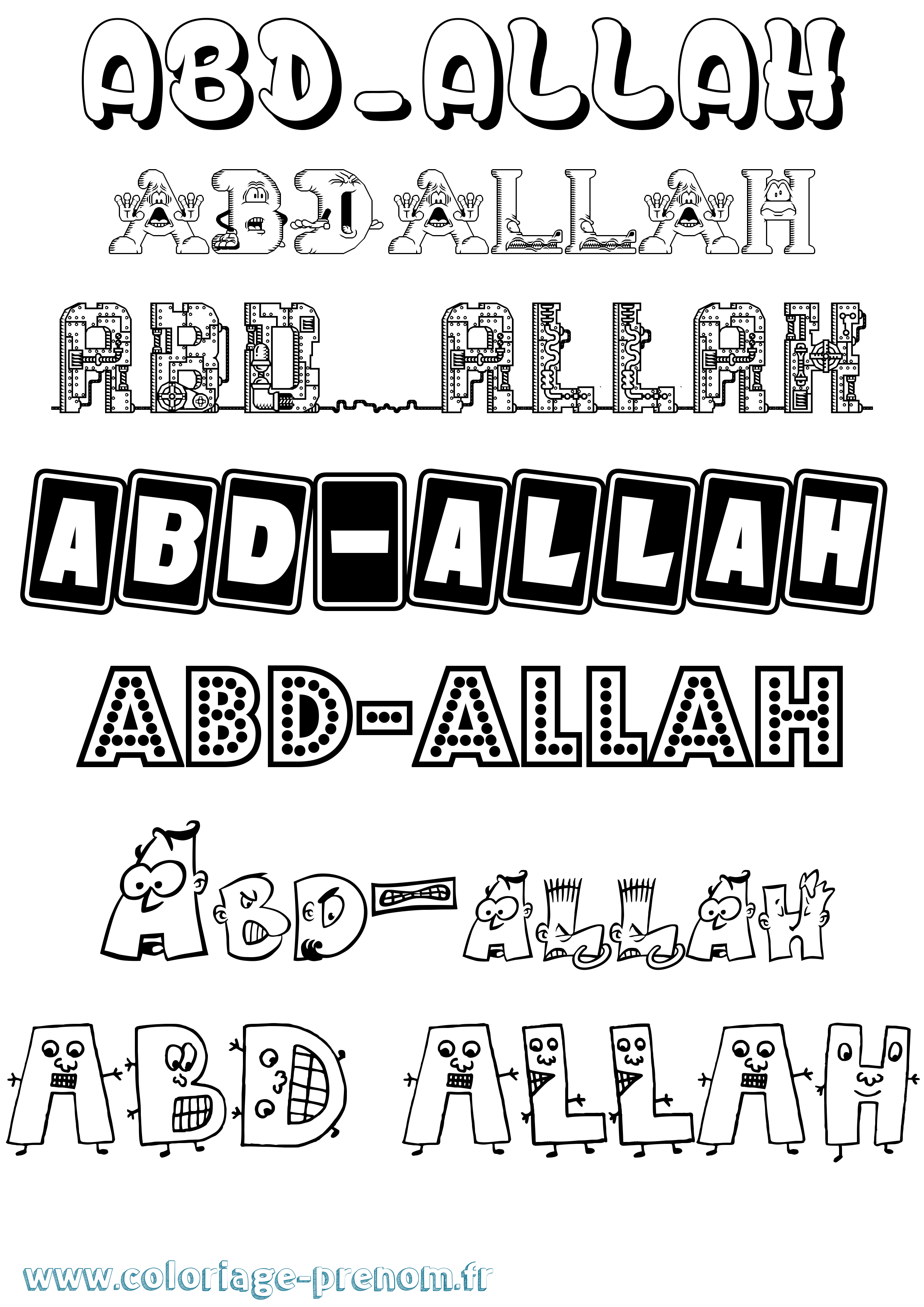 Coloriage prénom Abd-Allah Fun