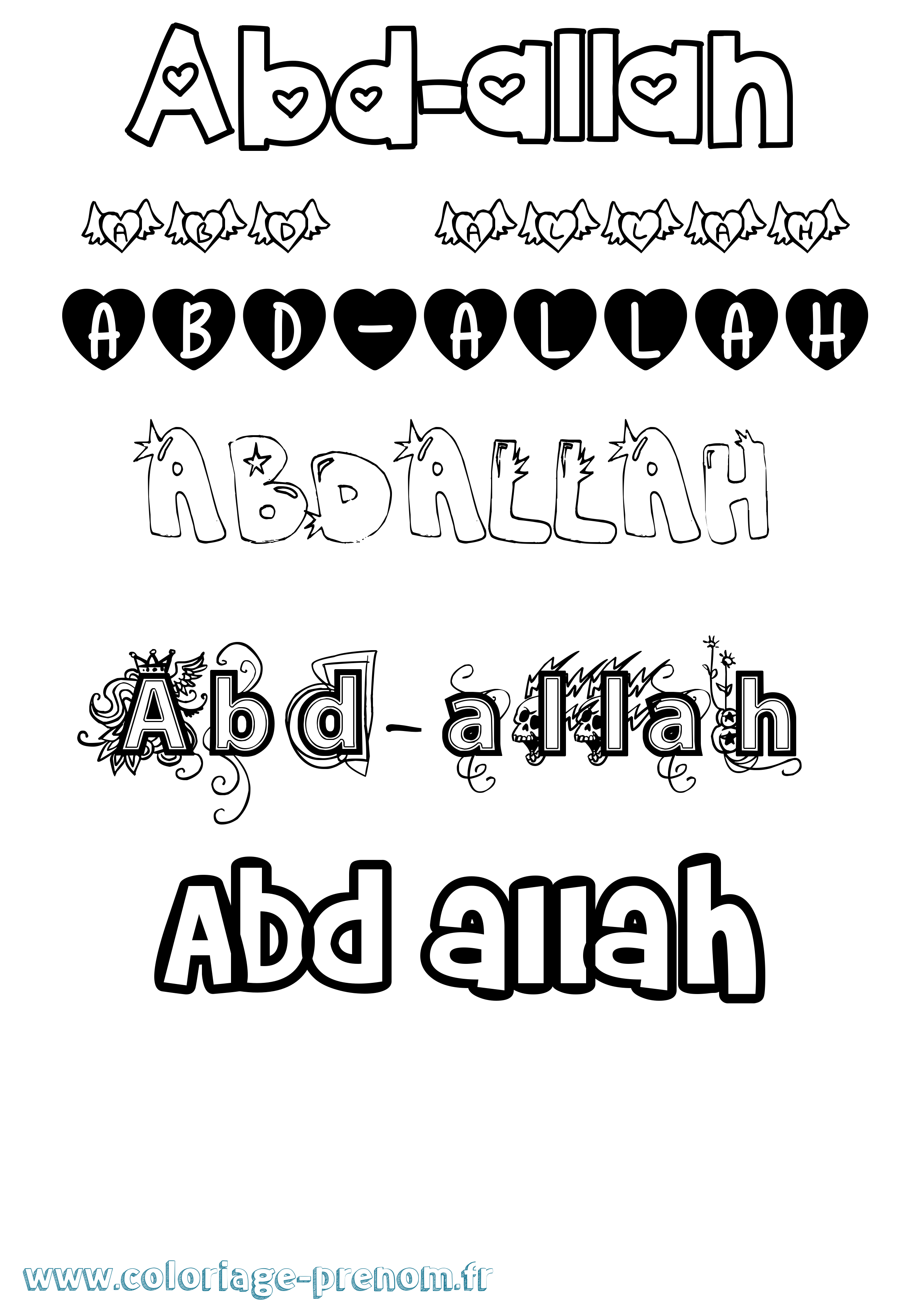 Coloriage prénom Abd-Allah Girly