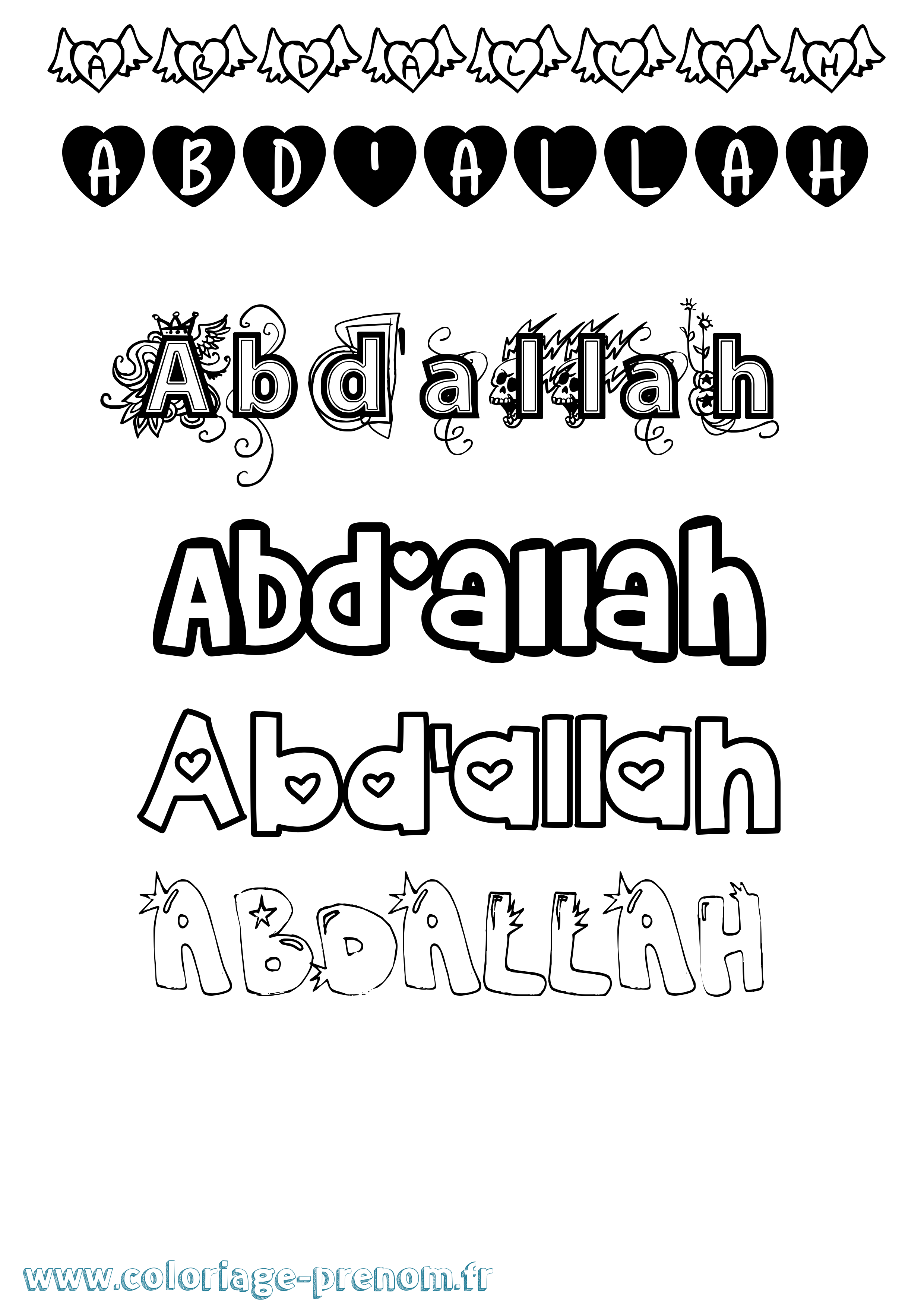 Coloriage prénom Abd'Allah Girly