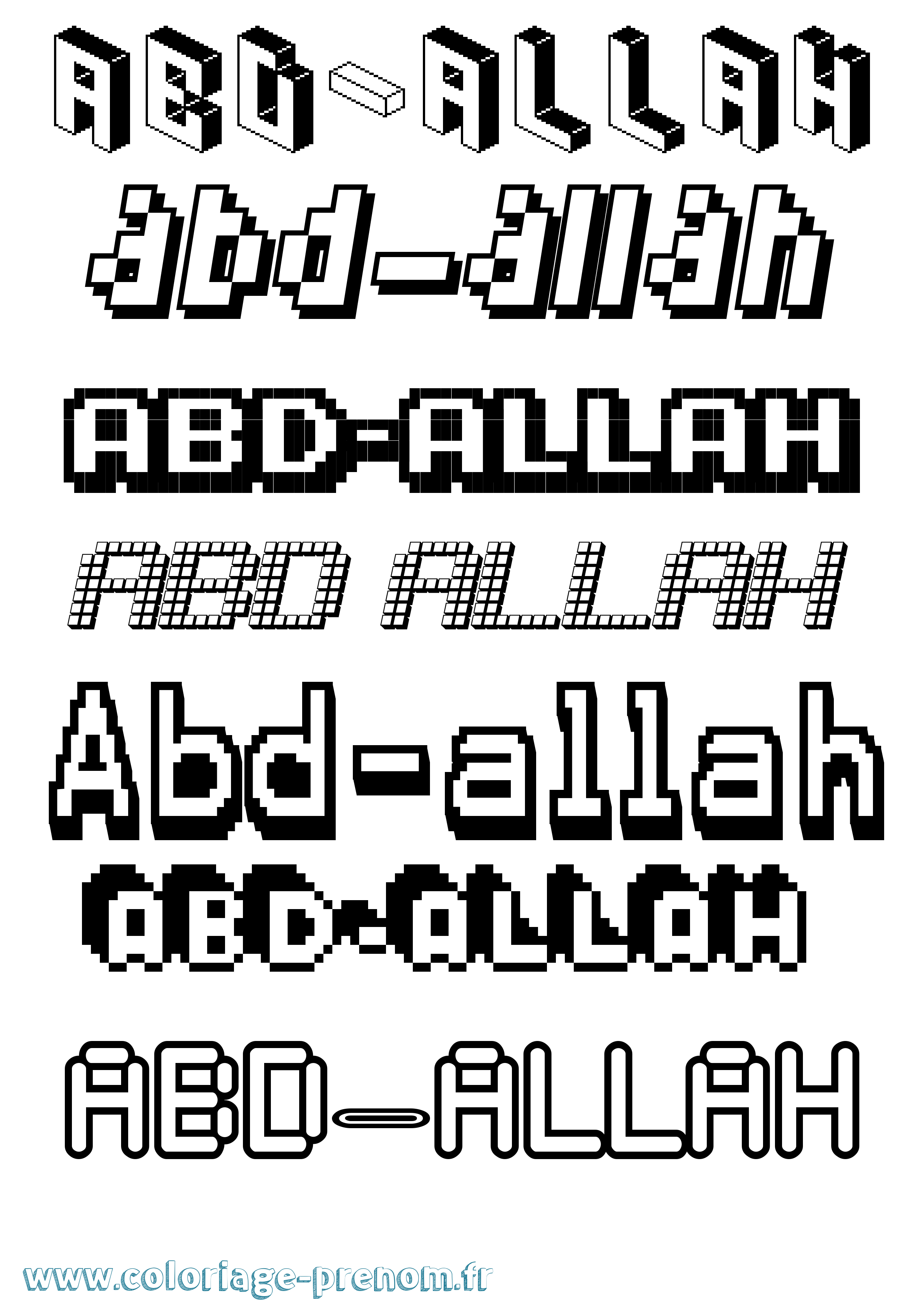 Coloriage prénom Abd-Allah Pixel