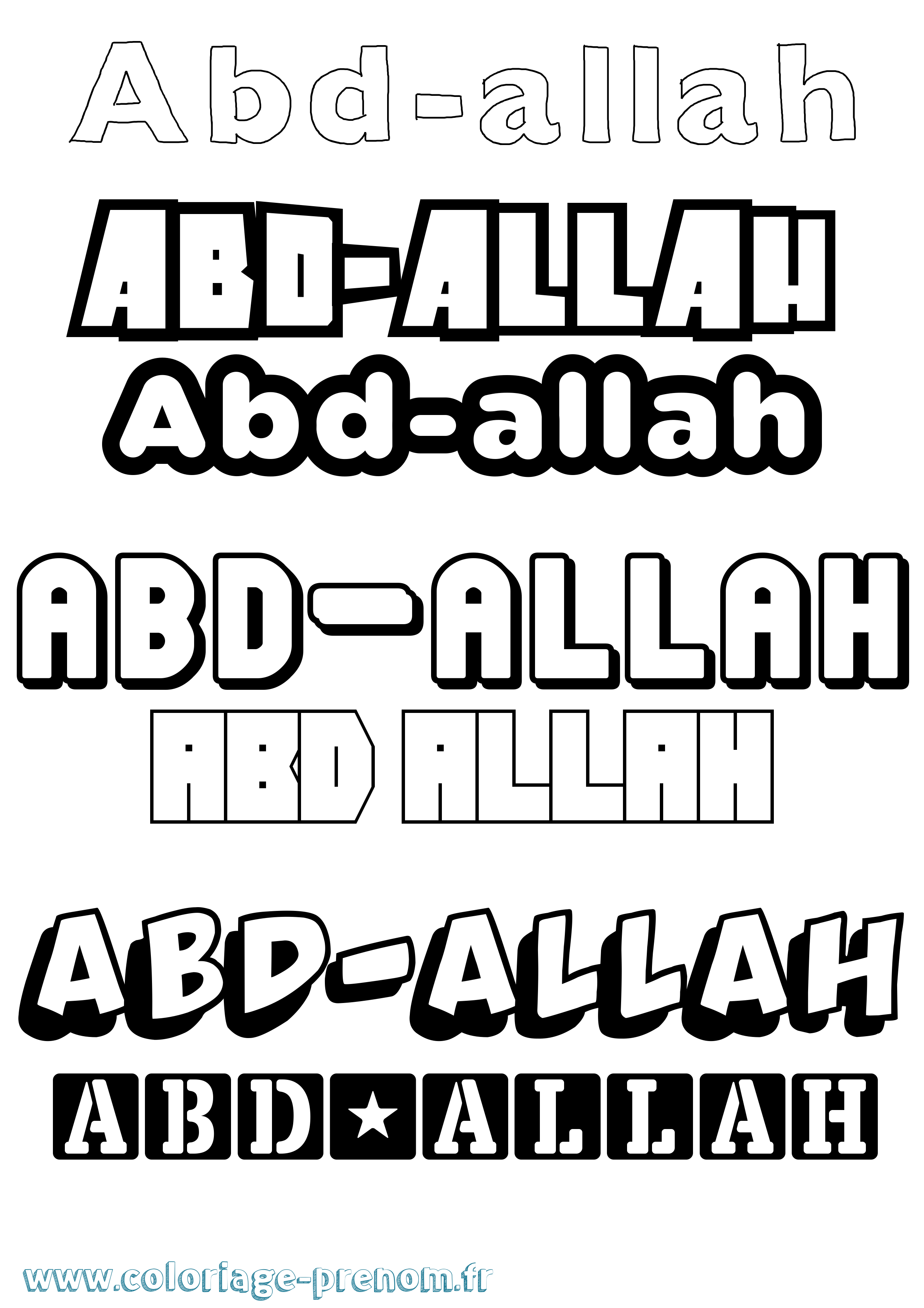 Coloriage prénom Abd-Allah Simple
