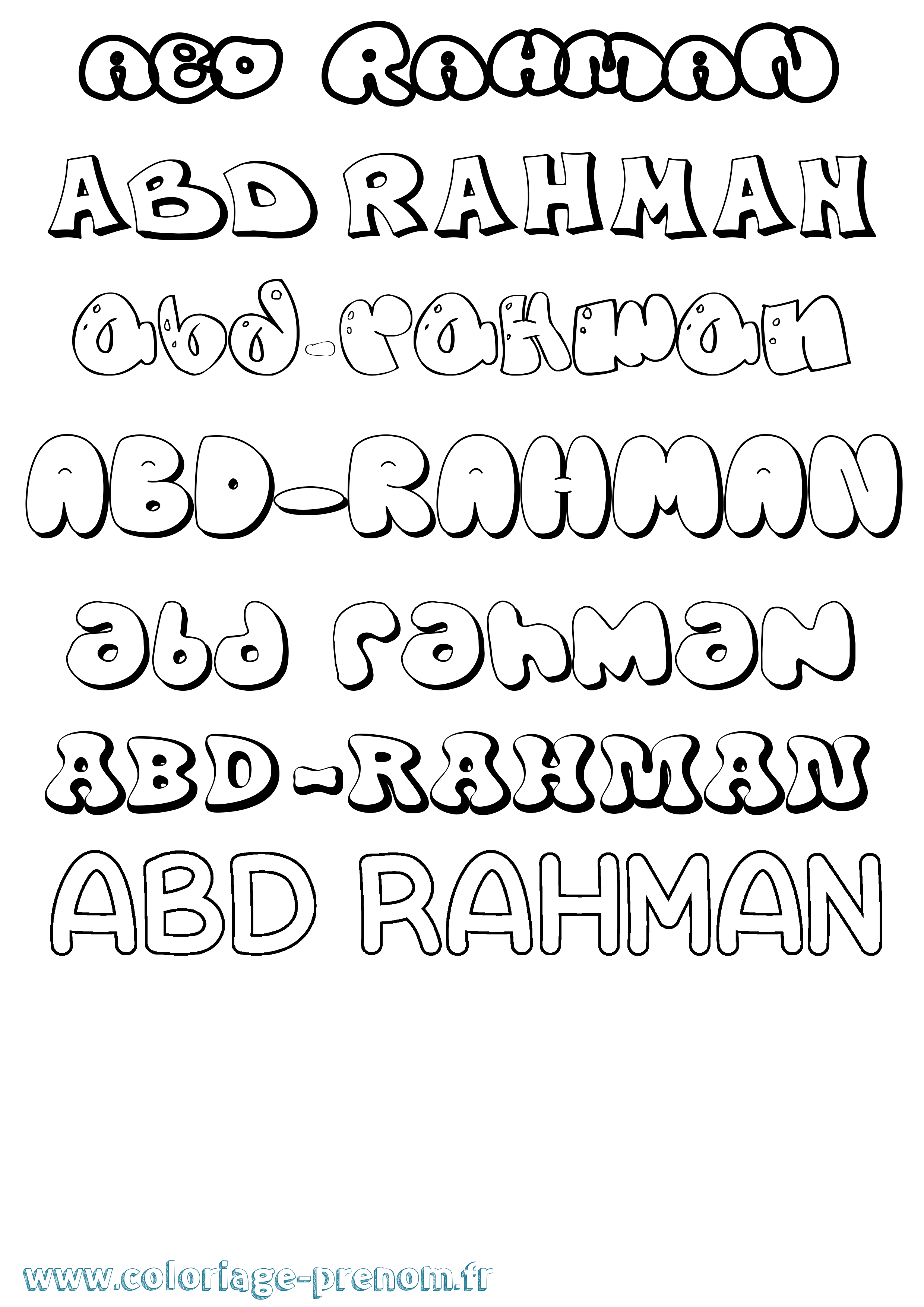 Coloriage Abd-Rahman Bubble Coloriage prénom Abd-Rahman Bubble