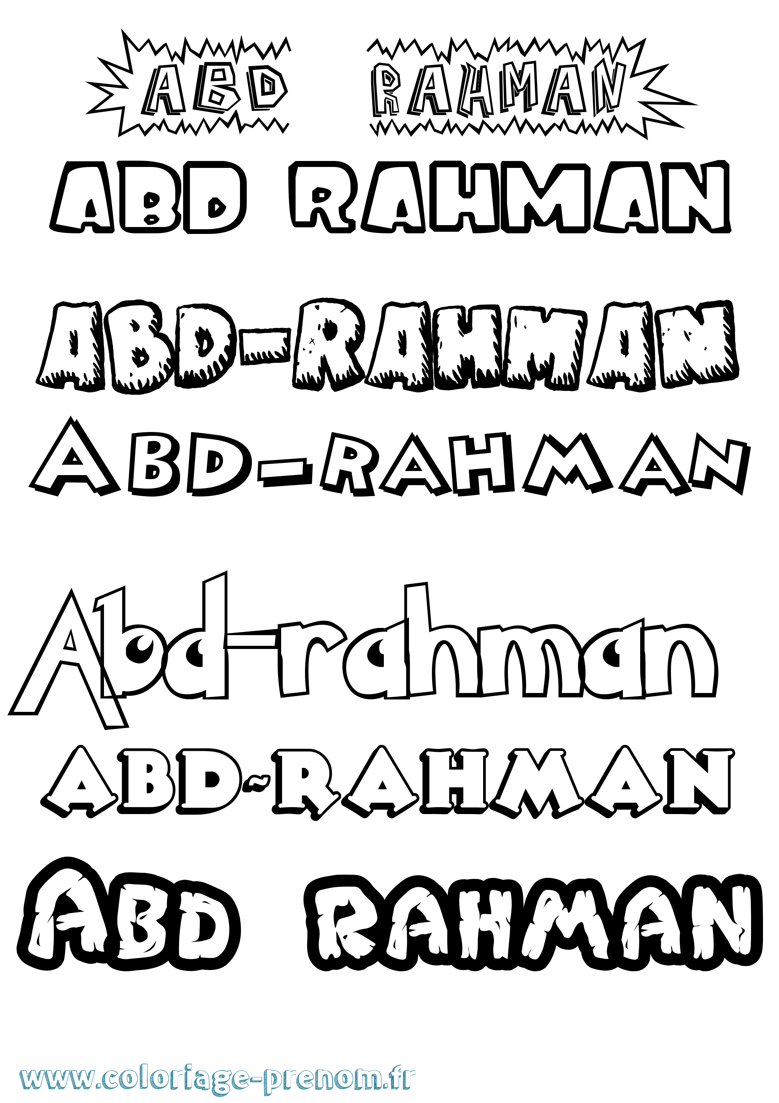 Coloriage Abd-Rahman Dessin Animé Coloriage prénom Abd-Rahman Dessin Animé