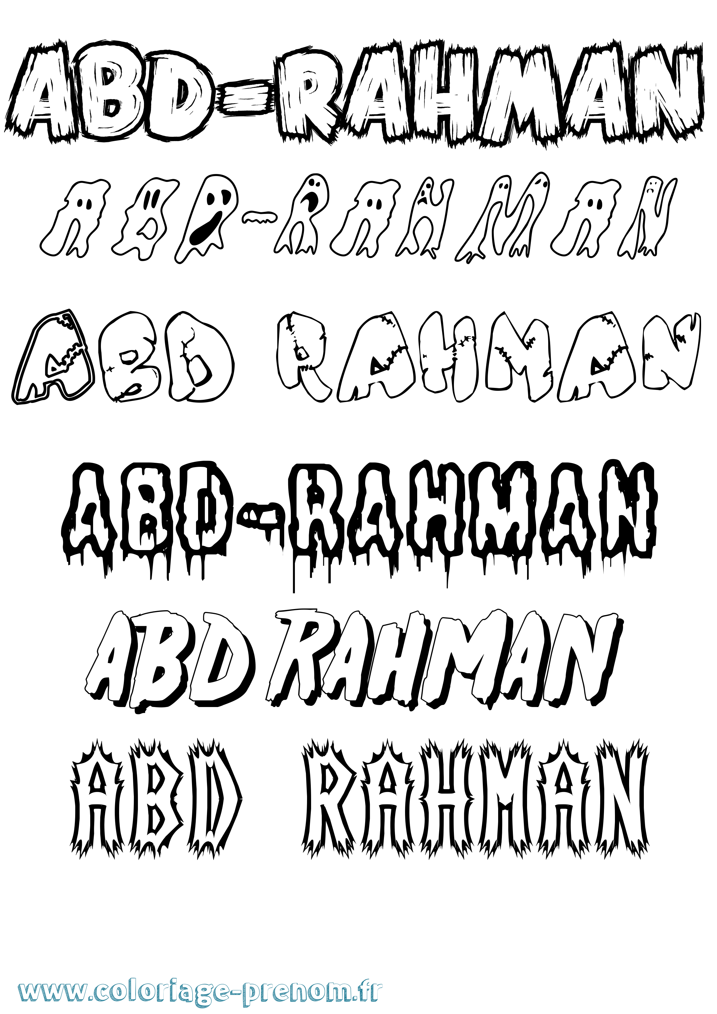 Coloriage Abd-Rahman Frisson Coloriage prénom Abd-Rahman Frisson