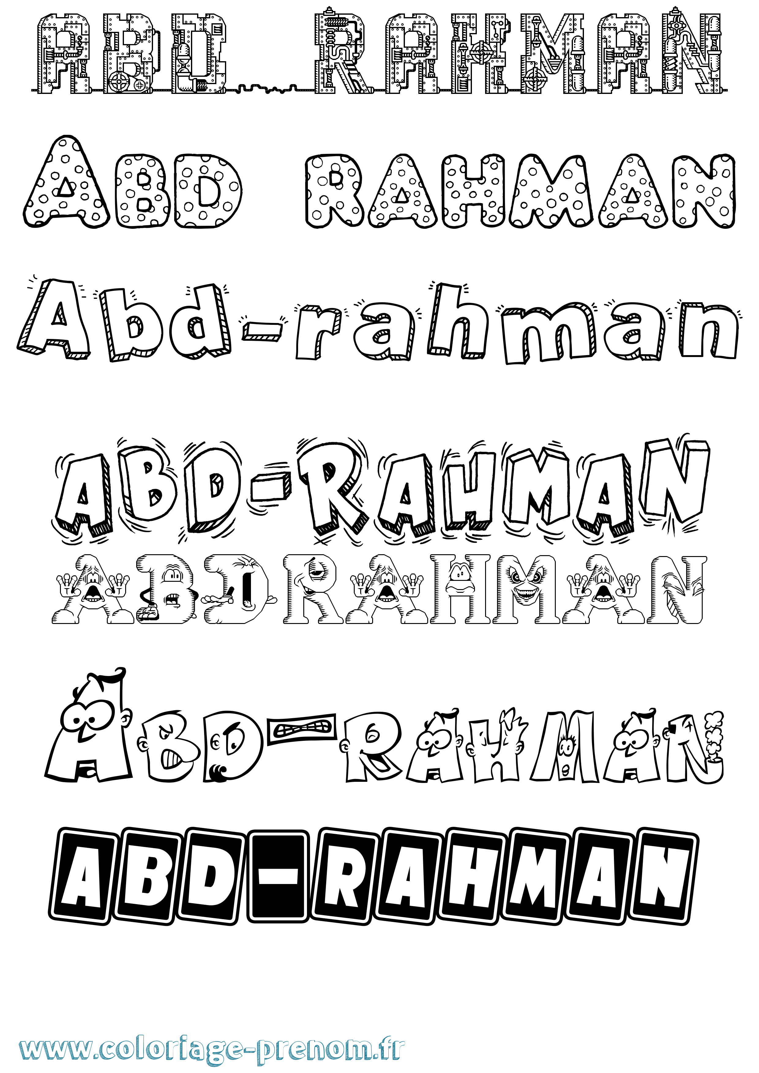 Coloriage Abd-Rahman Fun Coloriage prénom Abd-Rahman Fun
