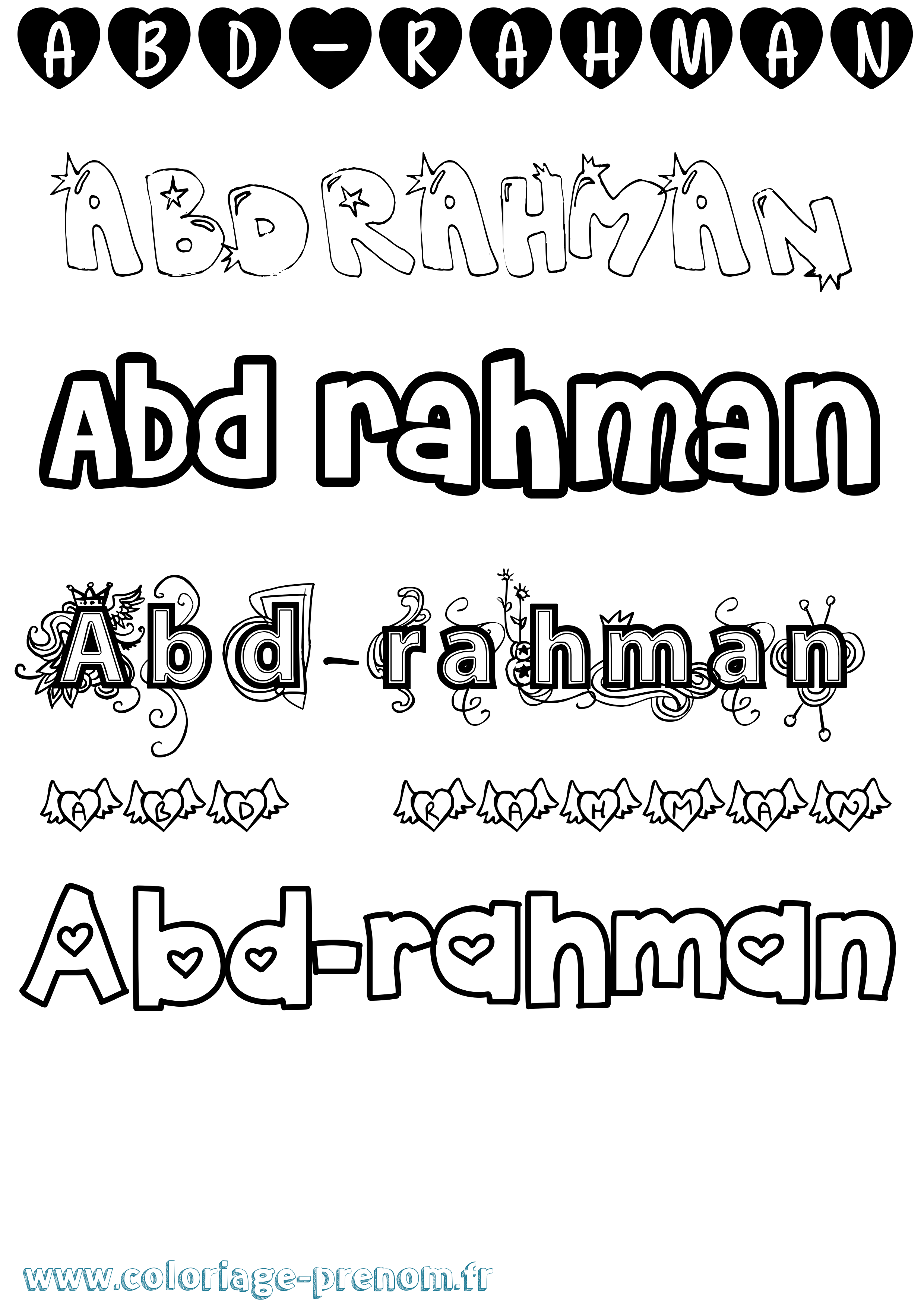 Coloriage Abd-Rahman Girly Coloriage prénom Abd-Rahman Girly
