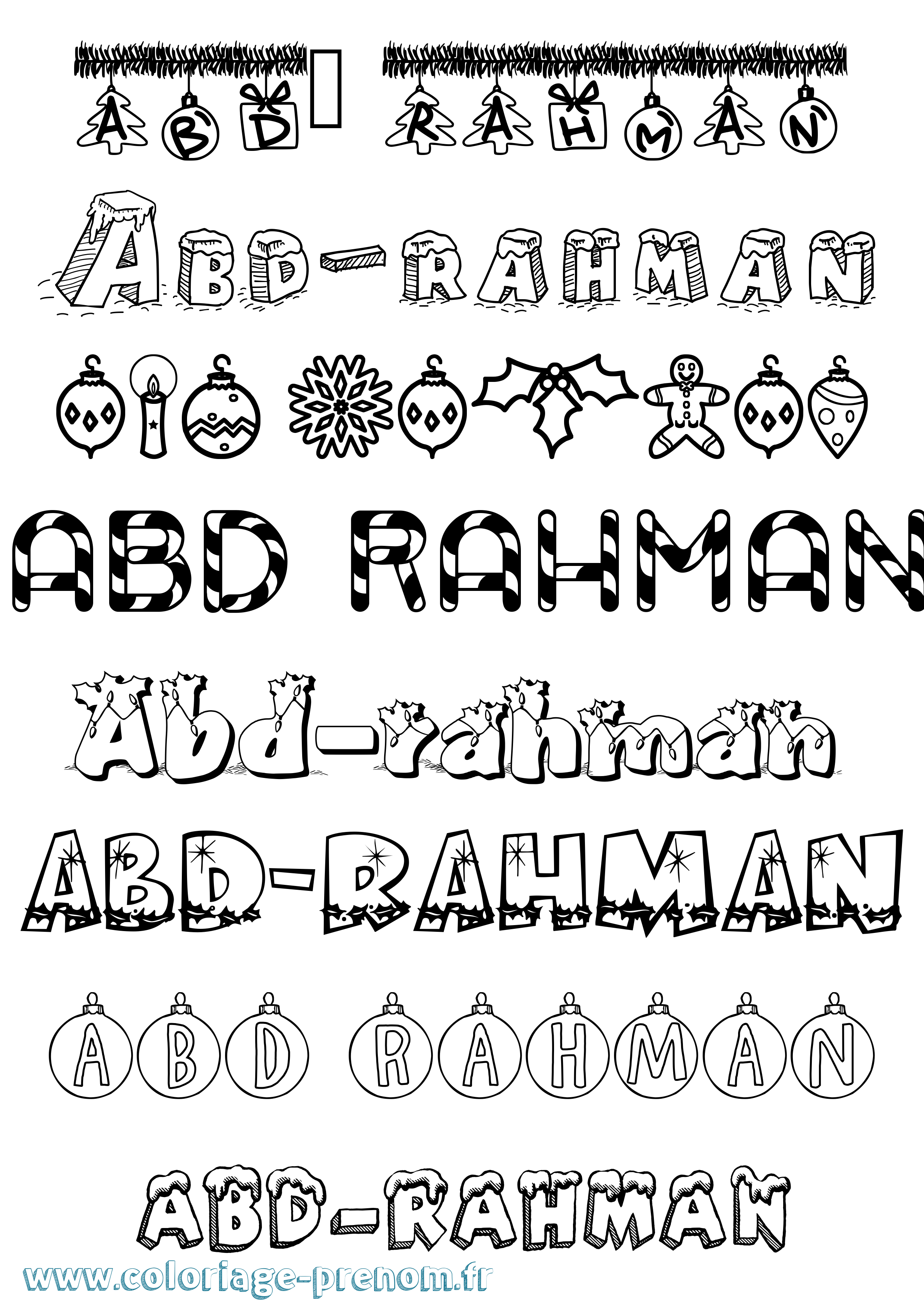 Coloriage Abd-Rahman Noël Coloriage prénom Abd-Rahman Noël