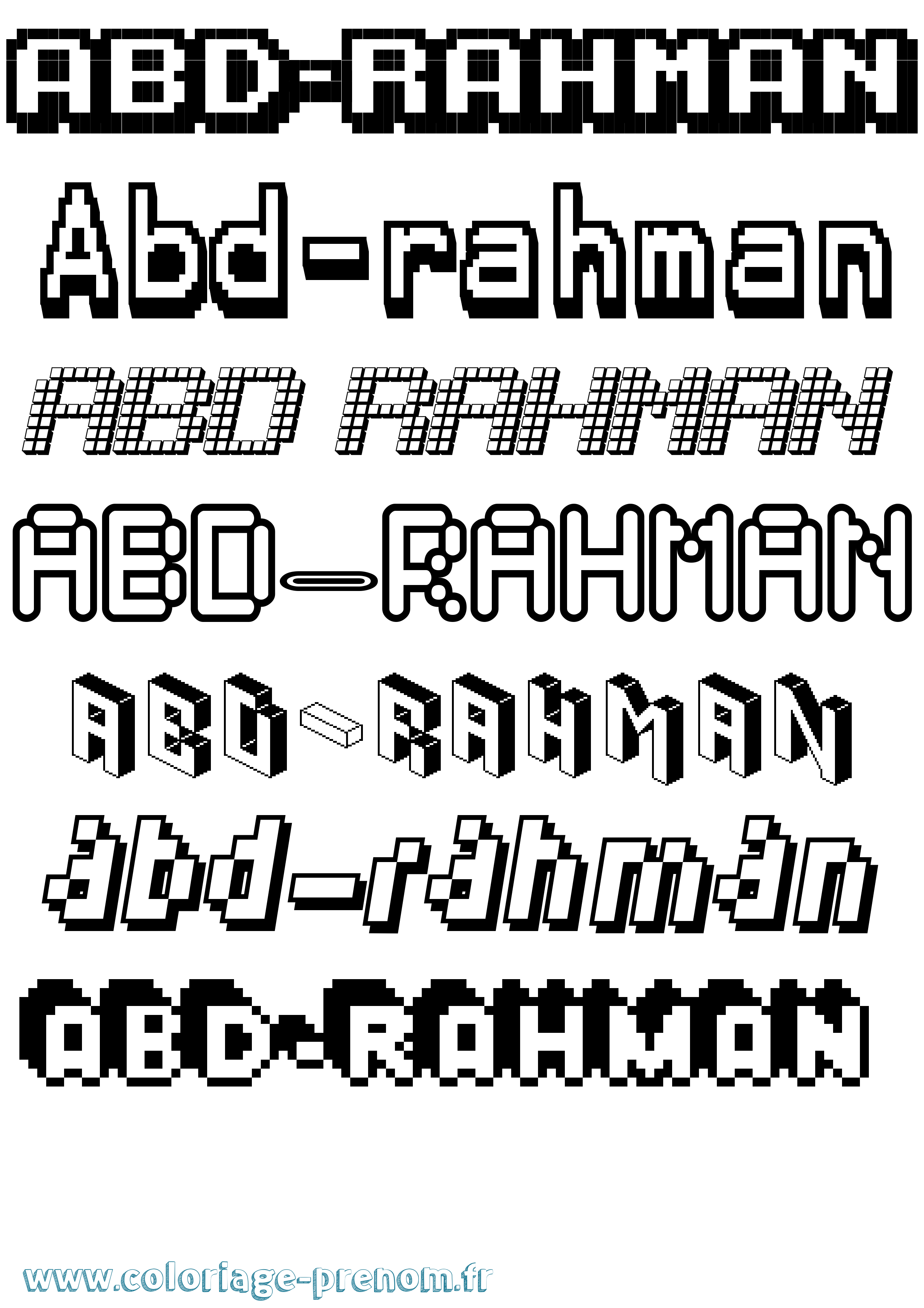Coloriage Abd-Rahman Pixel Coloriage prénom Abd-Rahman Pixel