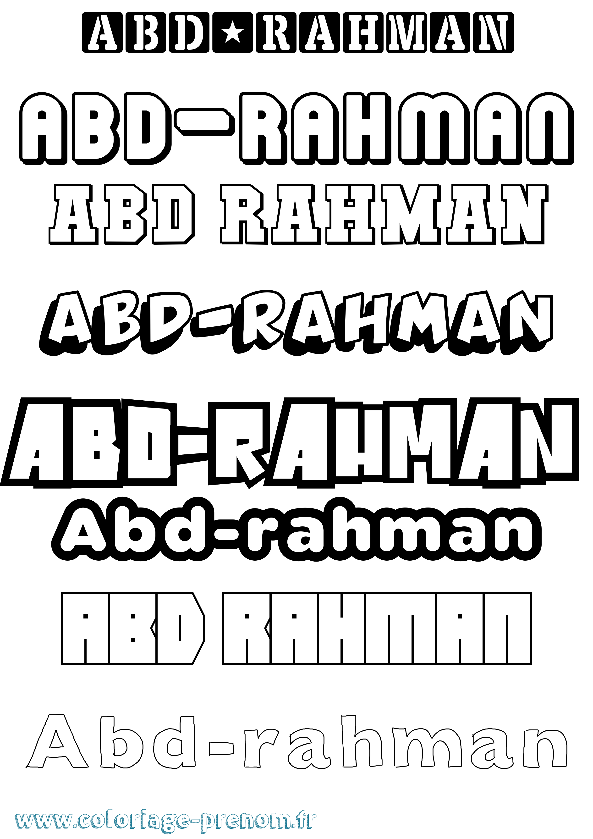 Coloriage Abd-Rahman Simple Coloriage prénom Abd-Rahman Simple