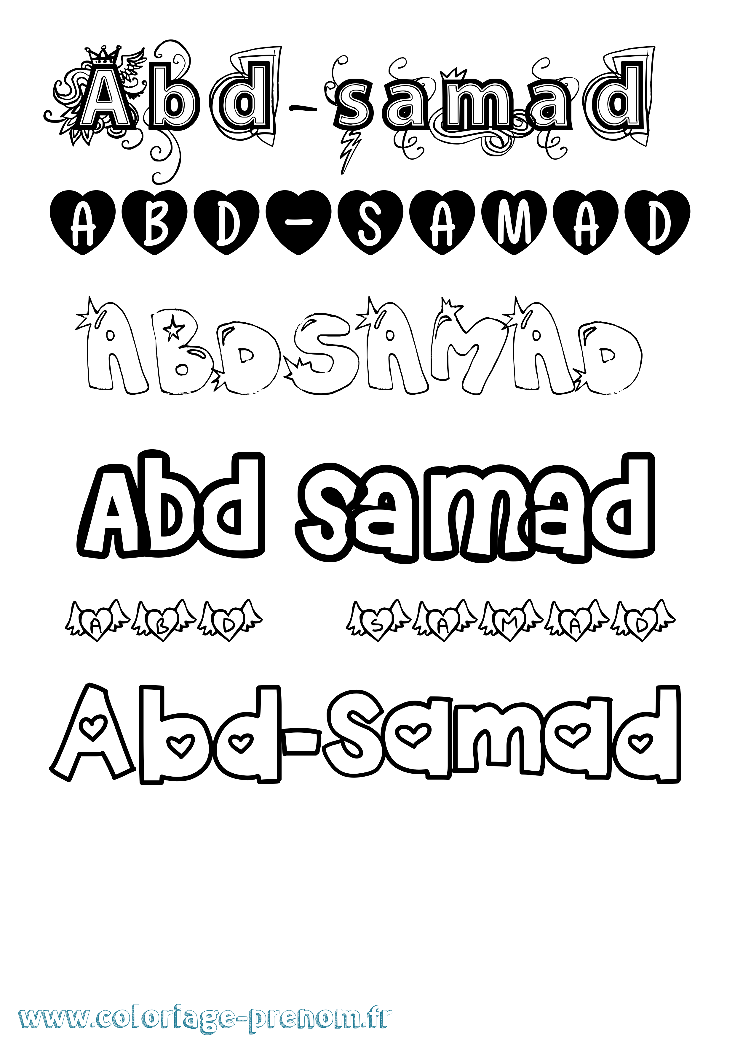 Coloriage prénom Abd-Samad Girly