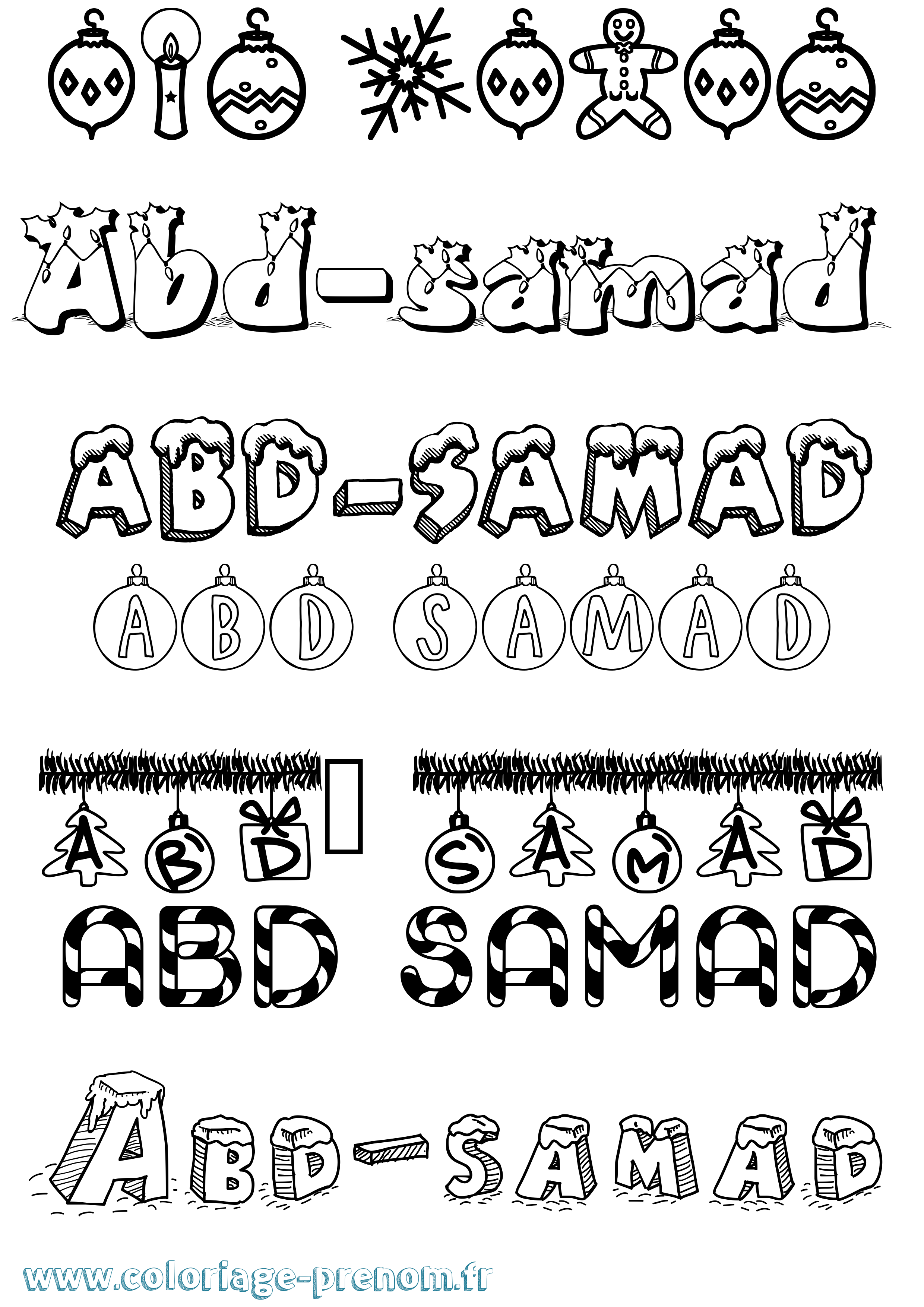 Coloriage Abd-Samad Noël Coloriage prénom Abd-Samad Noël