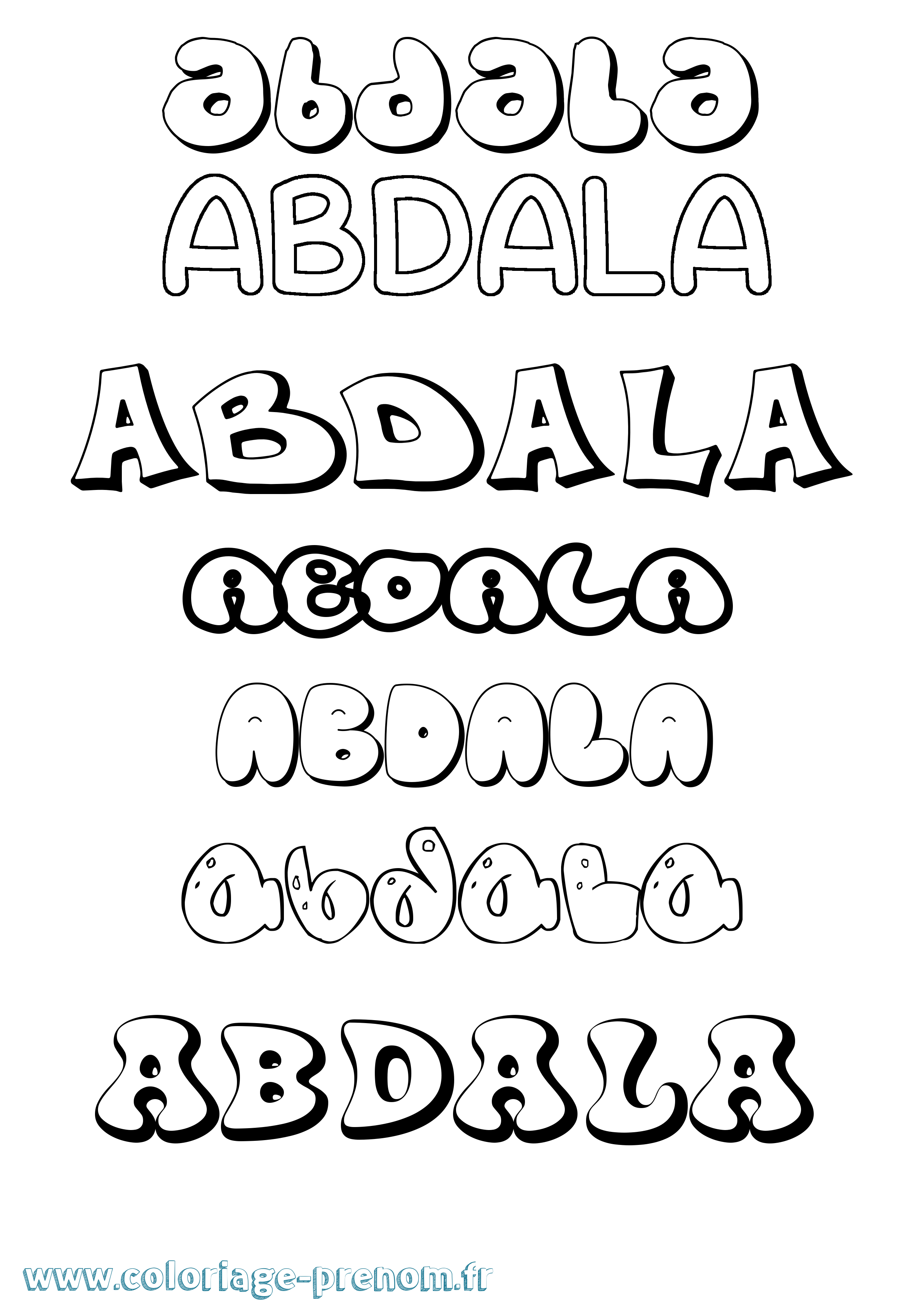 Coloriage Abdala Bubble Coloriage prénom Abdala Bubble