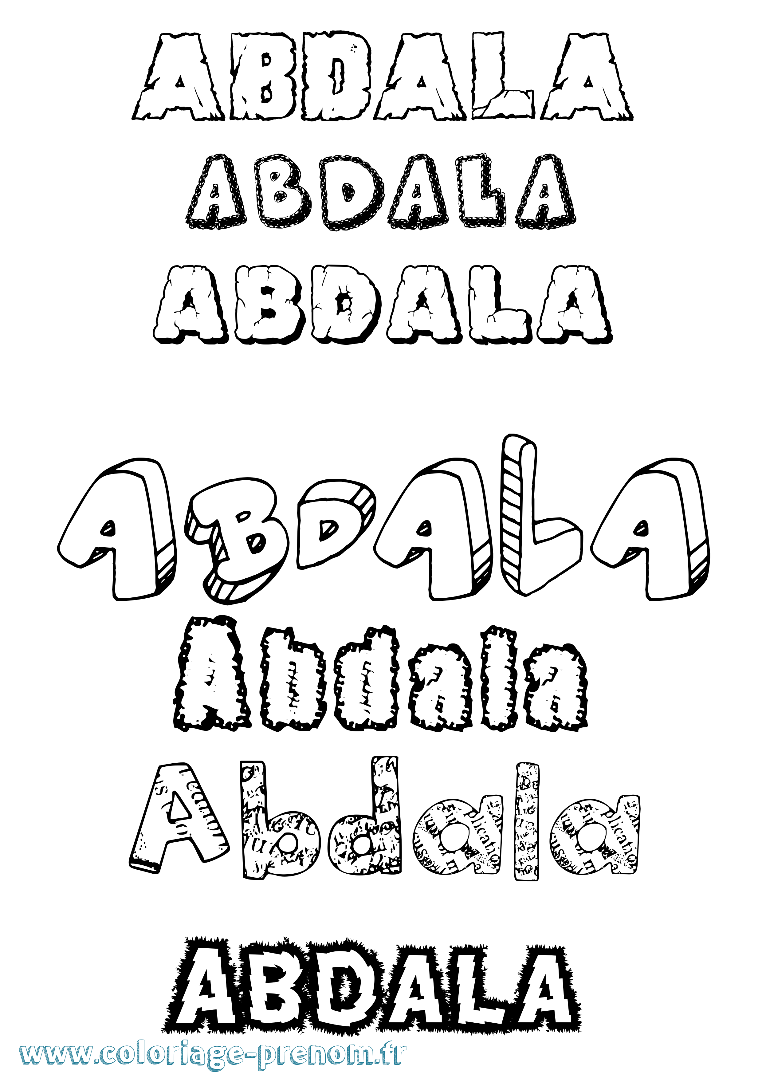 Coloriage Abdala Destructuré Coloriage prénom Abdala Destructuré
