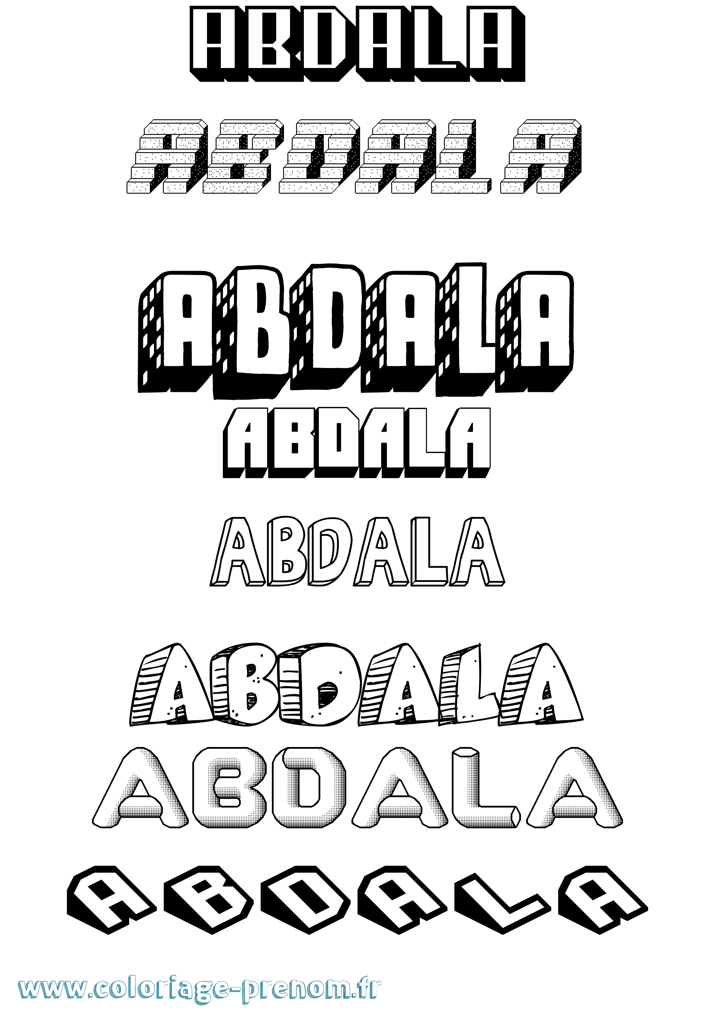 Coloriage Abdala Effet 3D Coloriage prénom Abdala Effet 3D