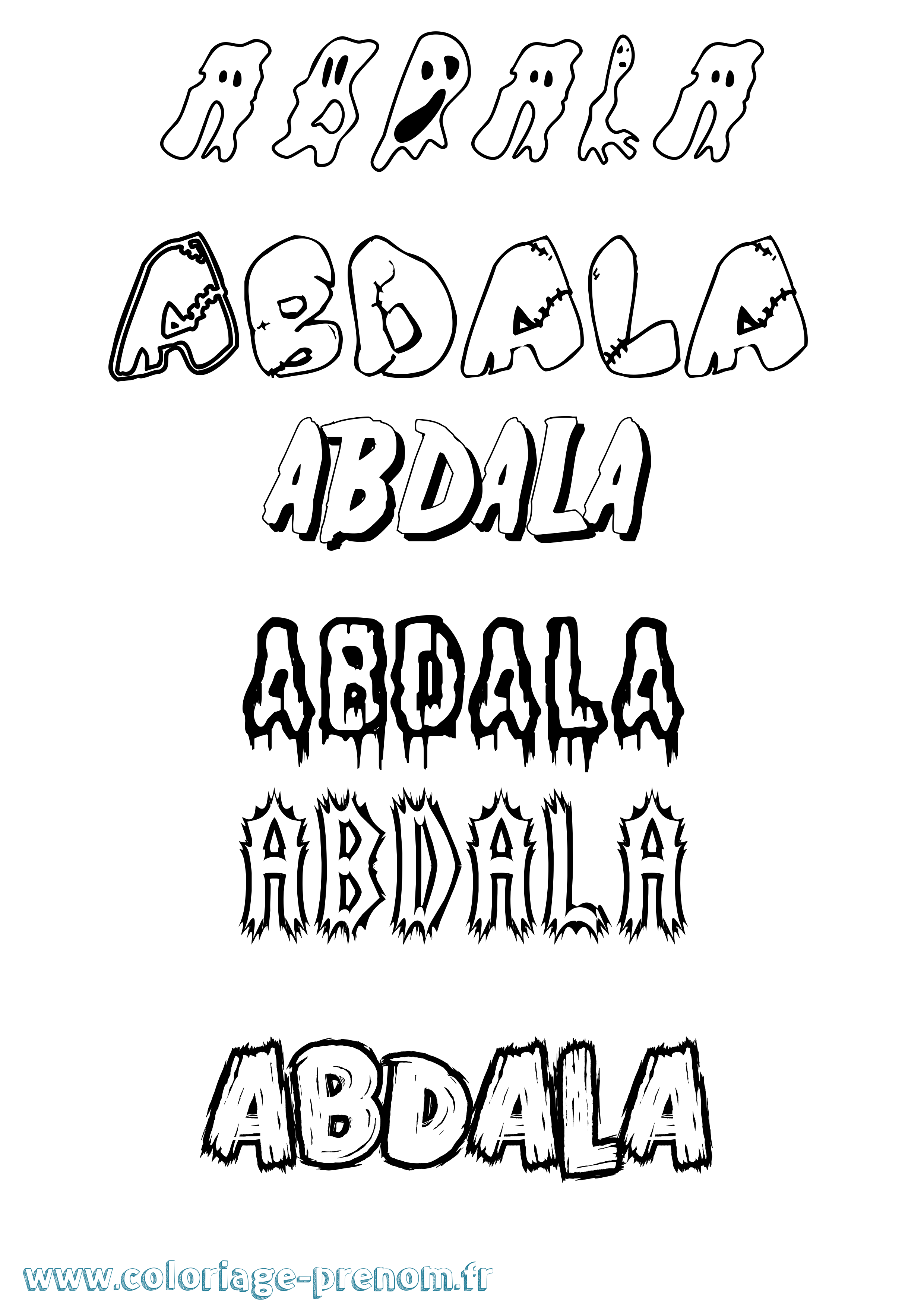 Coloriage Abdala Frisson Coloriage prénom Abdala Frisson