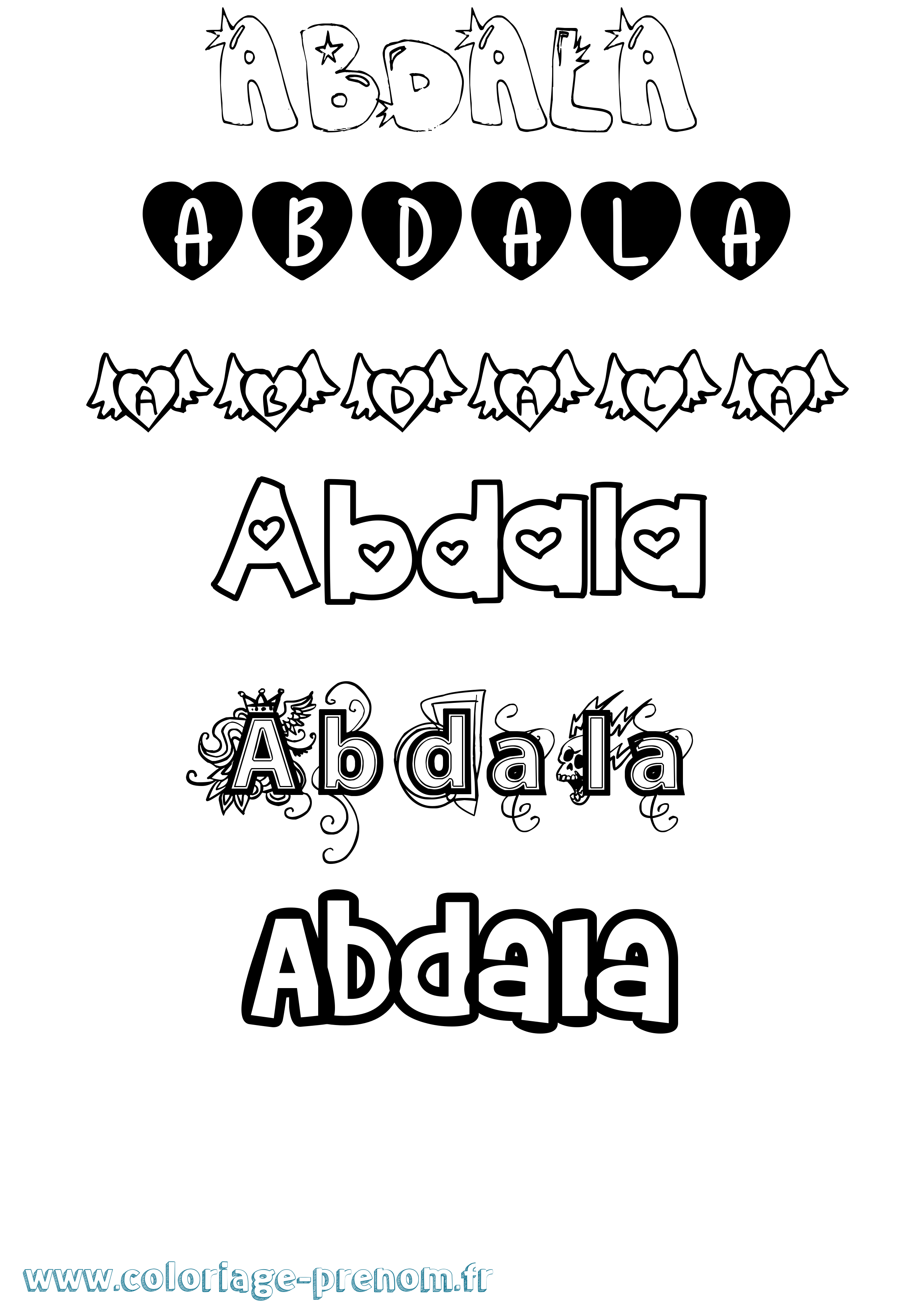 Coloriage Abdala Girly Coloriage prénom Abdala Girly