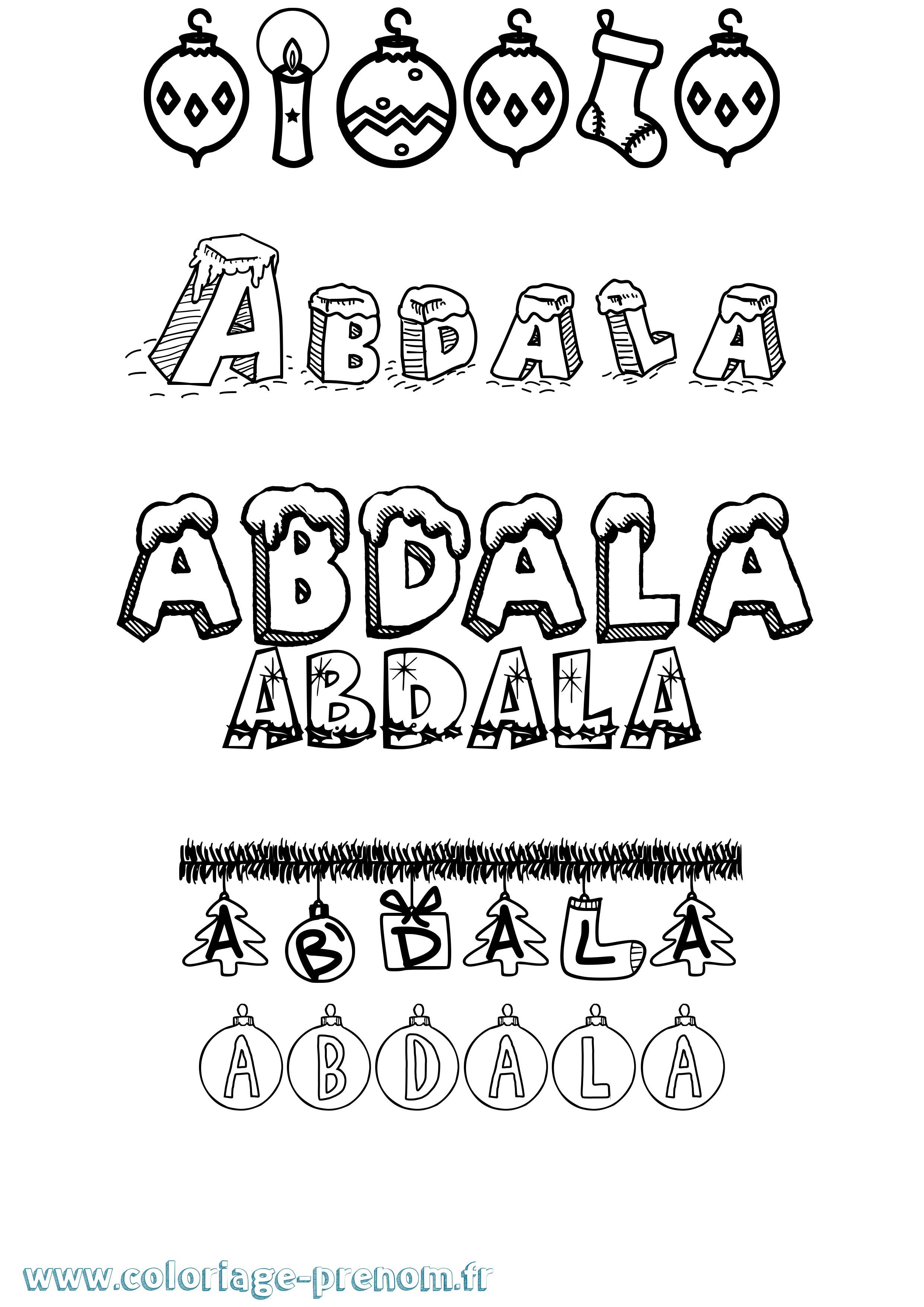 Coloriage Abdala Noël Coloriage prénom Abdala Noël