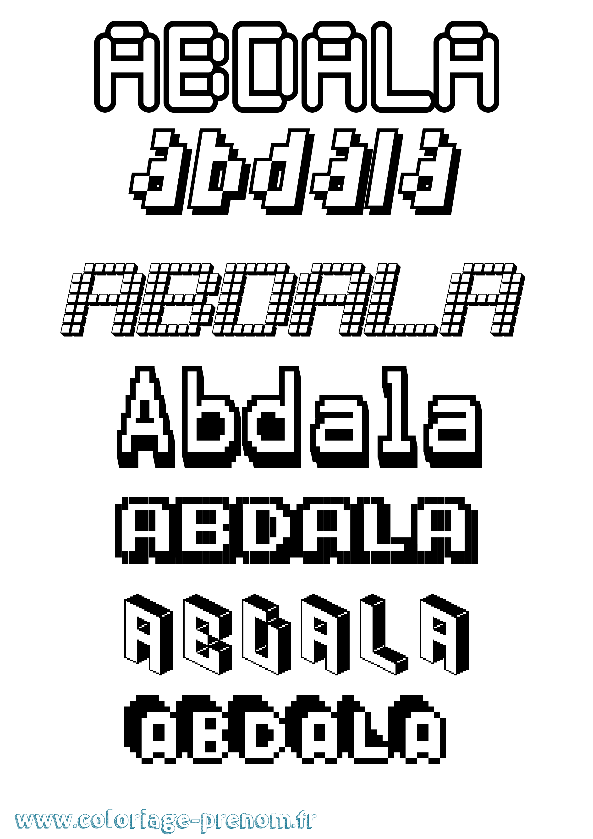 Coloriage Abdala Pixel Coloriage prénom Abdala Pixel