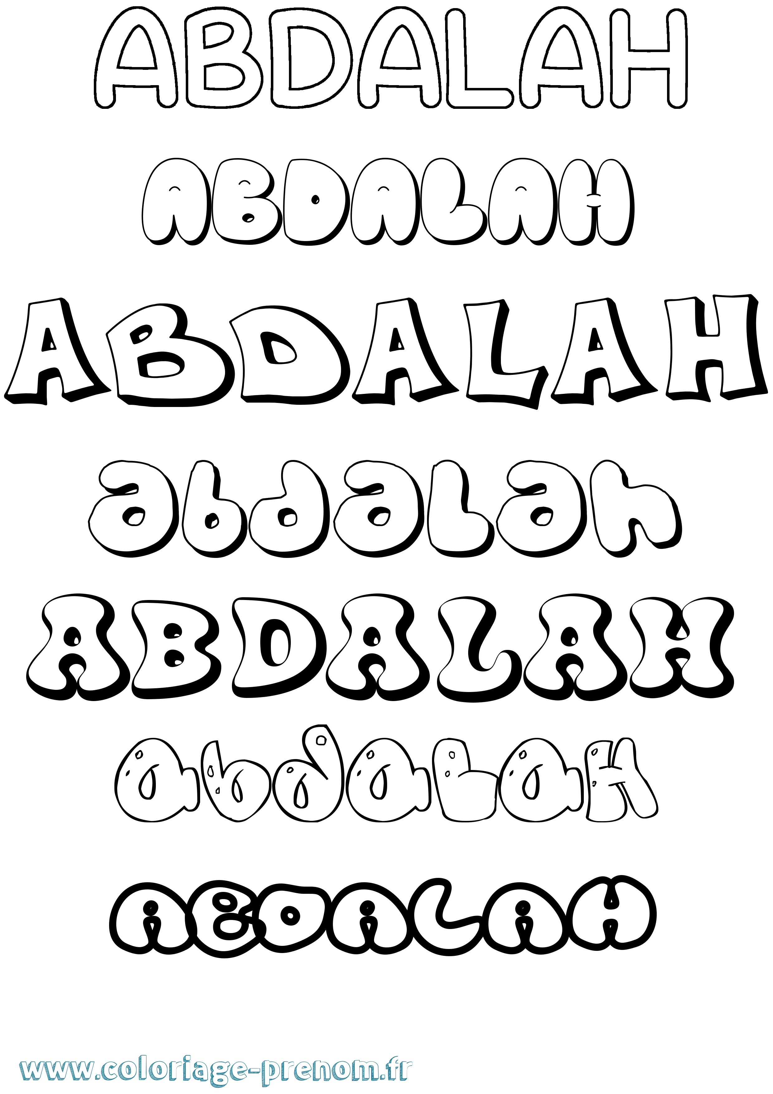 Coloriage prénom Abdalah Bubble
