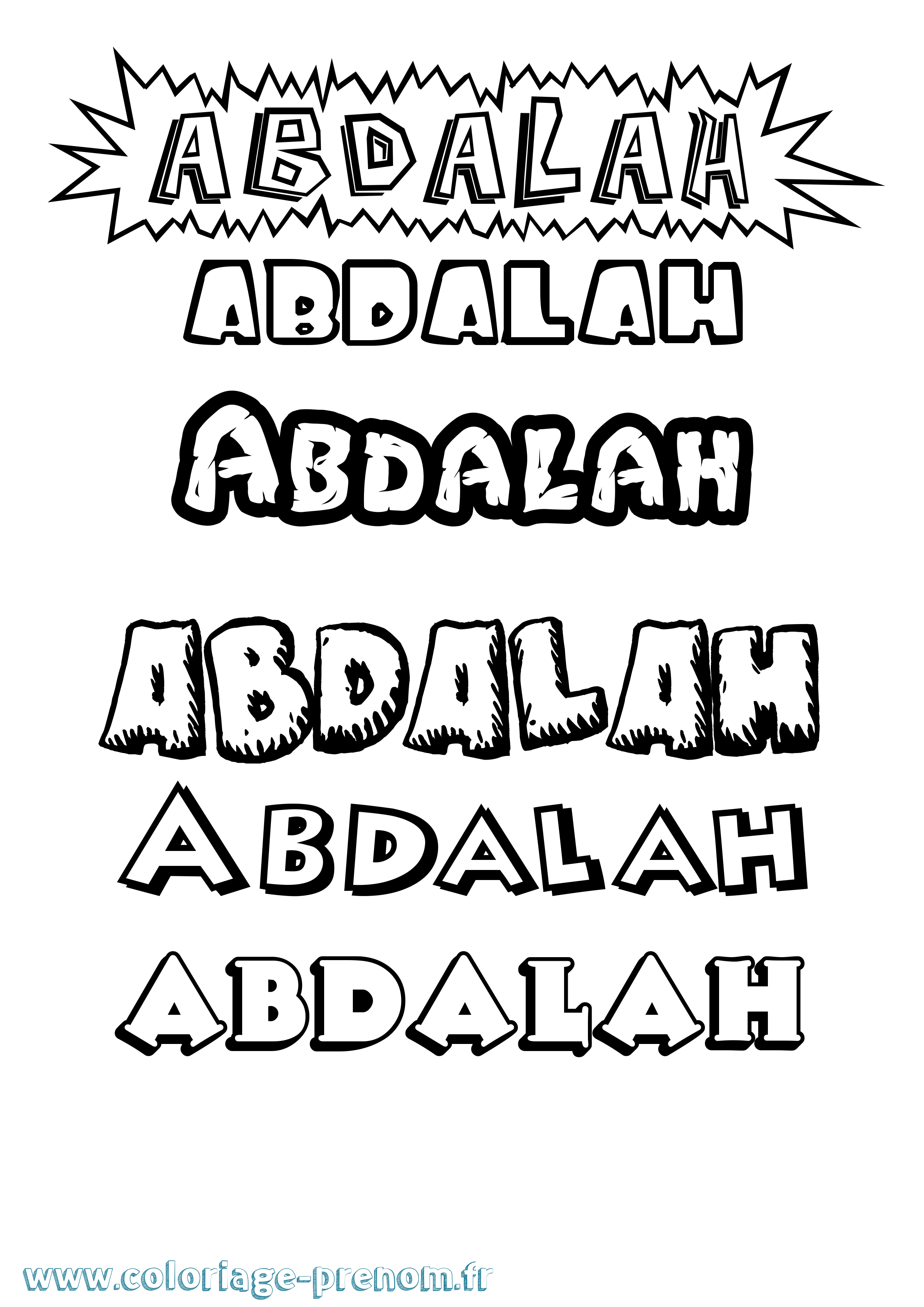 Coloriage prénom Abdalah Dessin Animé