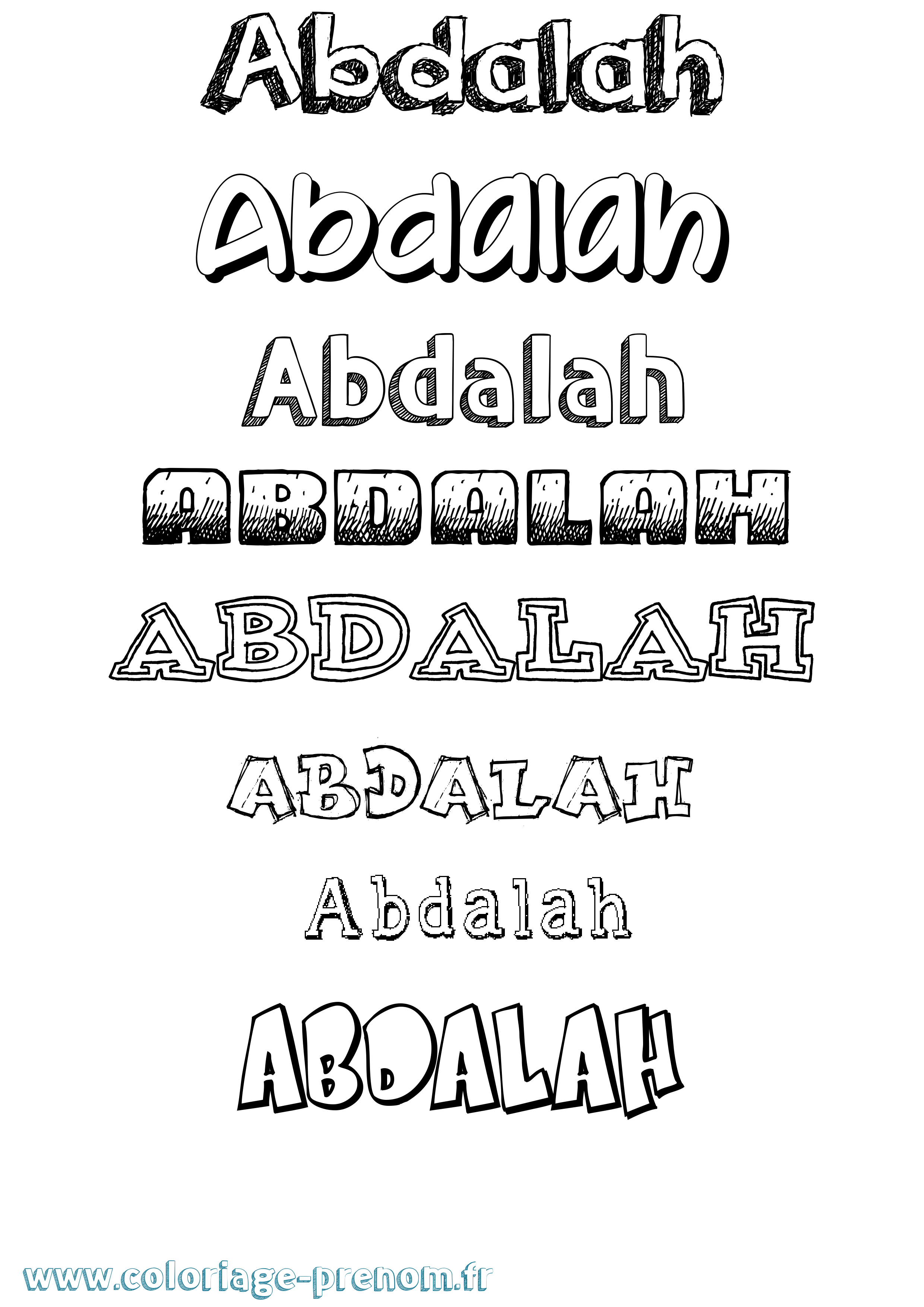 Coloriage prénom Abdalah Dessiné