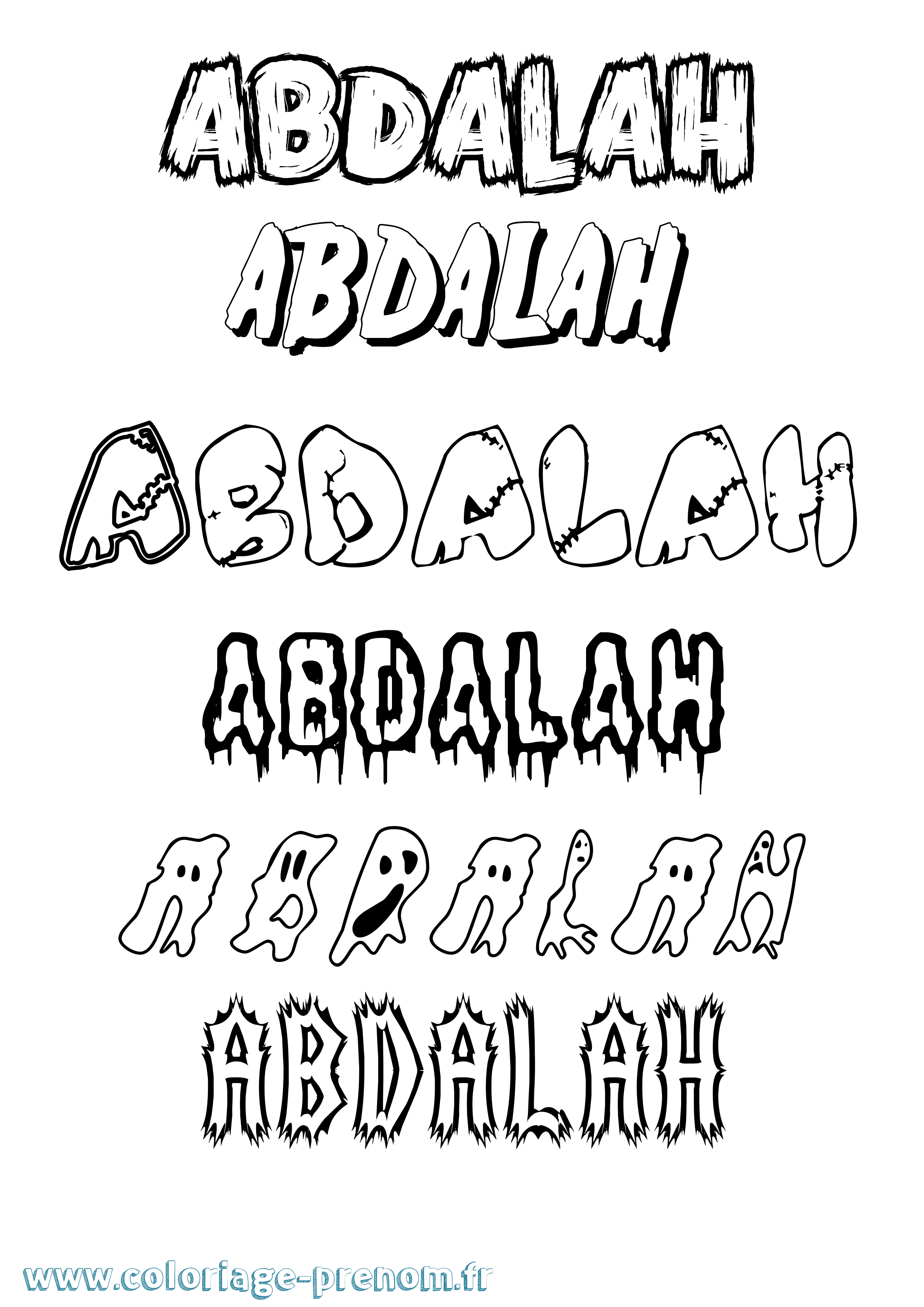 Coloriage prénom Abdalah Frisson