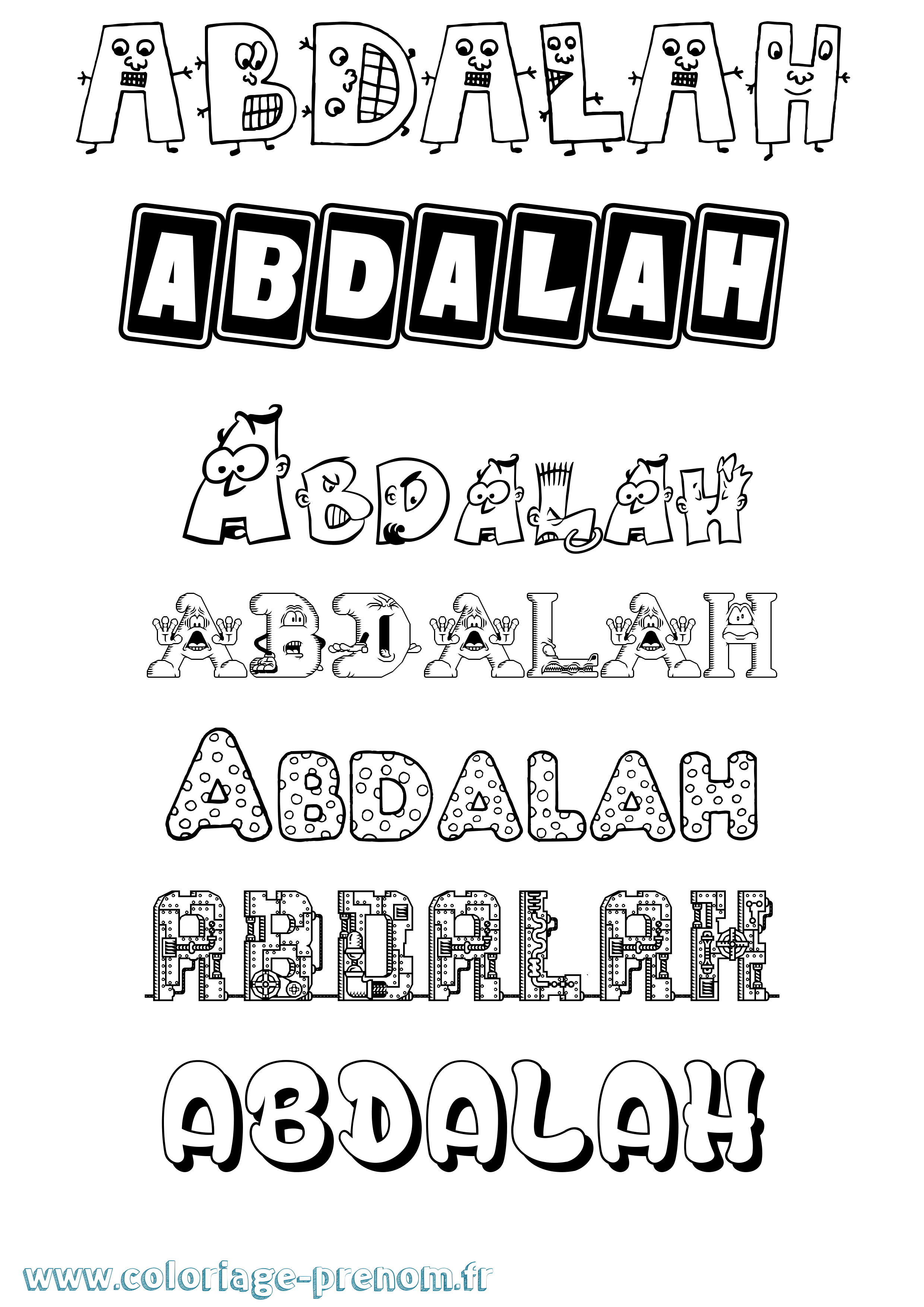 Coloriage prénom Abdalah Fun
