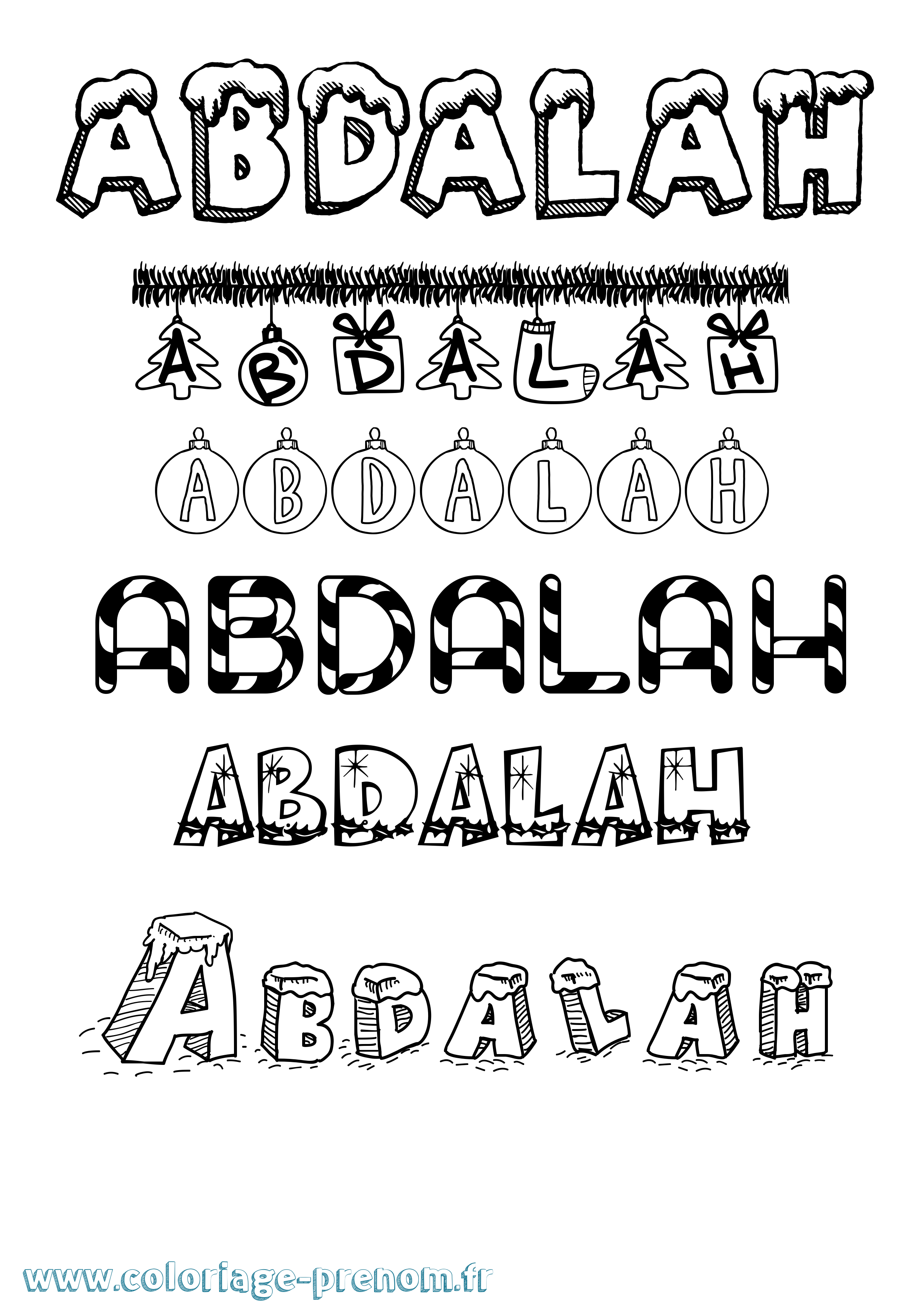 Coloriage prénom Abdalah Noël