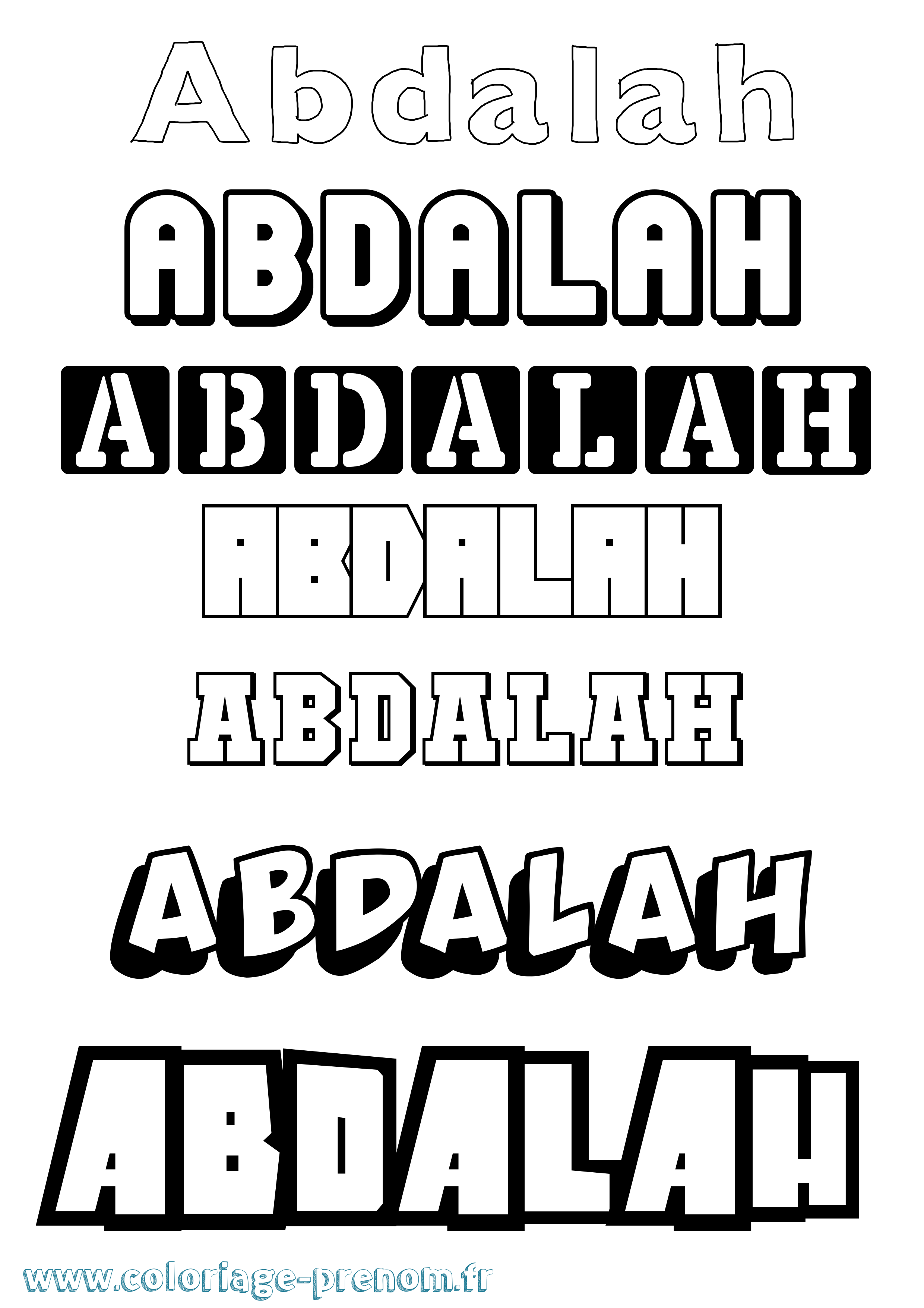 Coloriage prénom Abdalah Simple