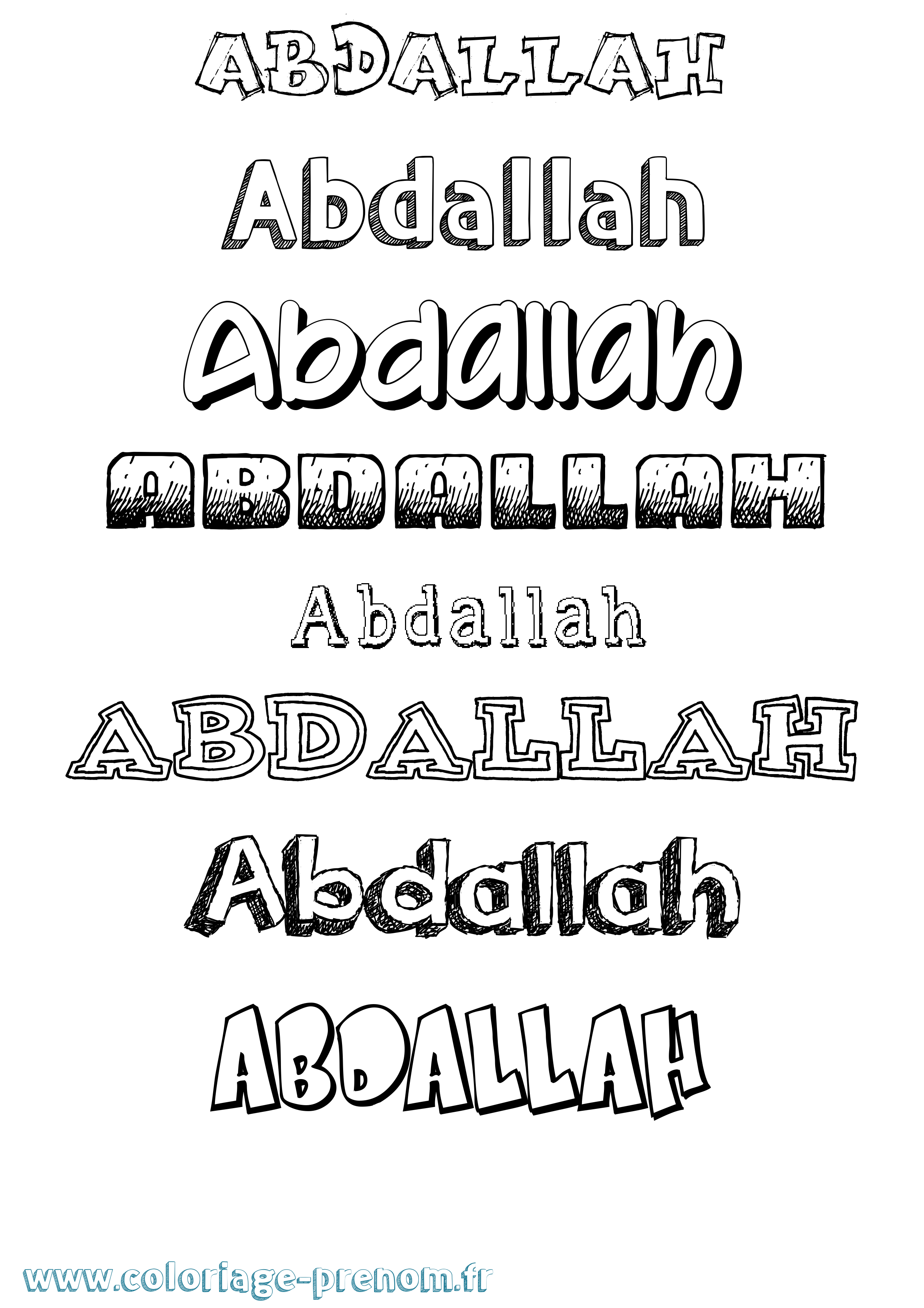 Coloriage prénom Abdallah Dessiné