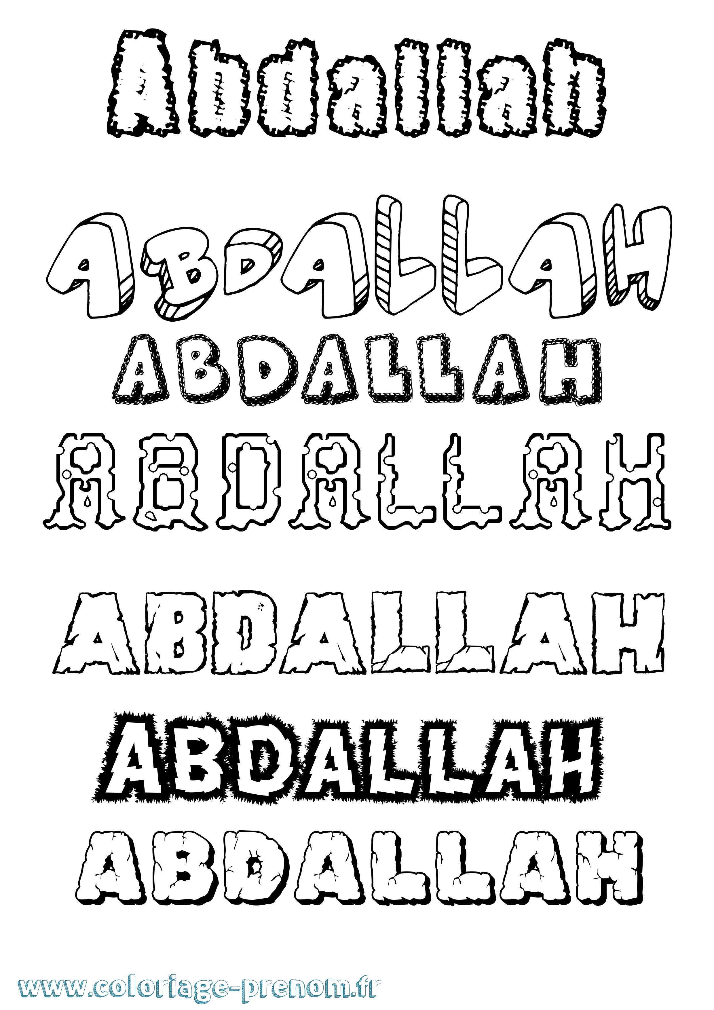 Coloriage prénom Abdallah Destructuré