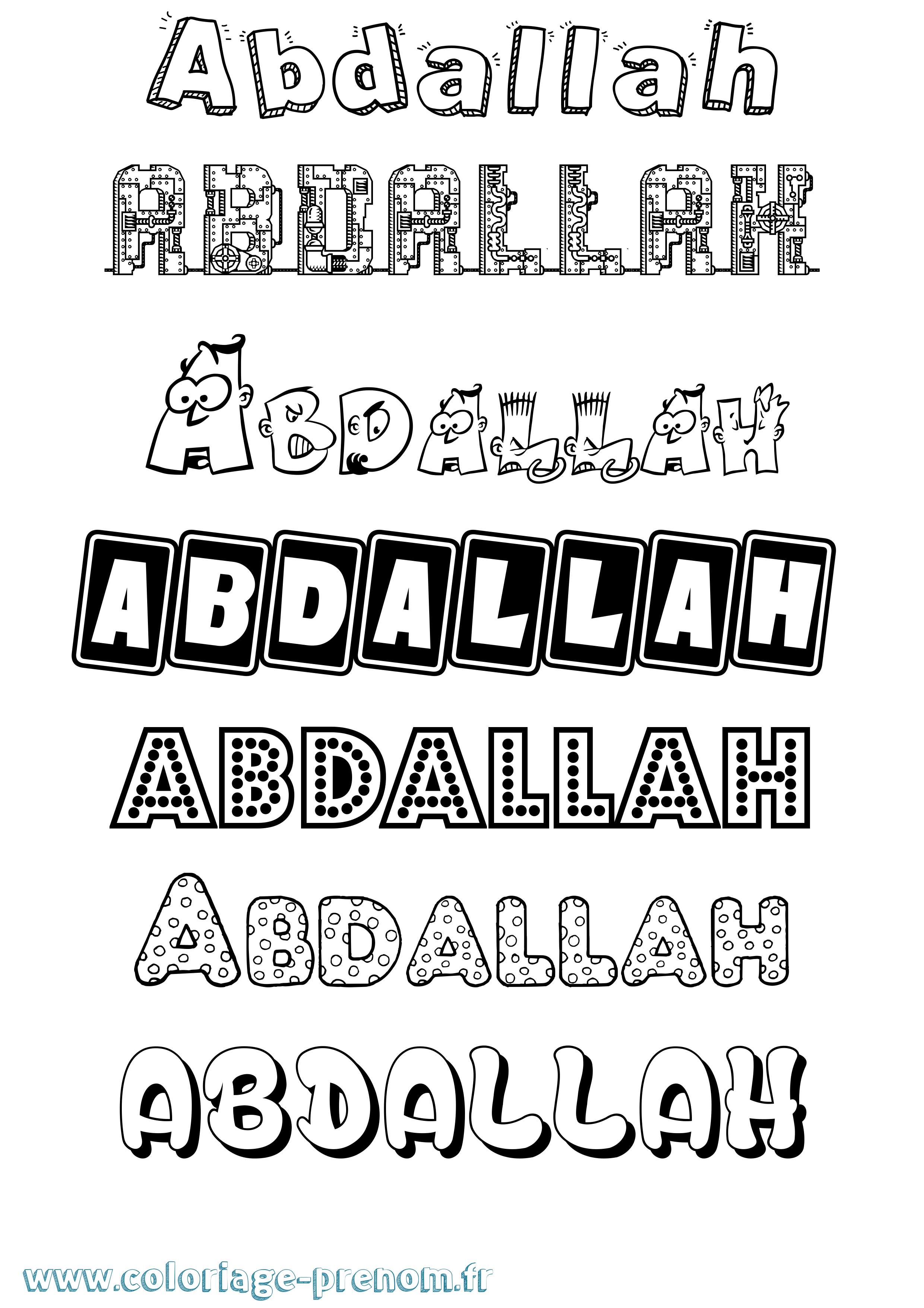 Coloriage prénom Abdallah Fun