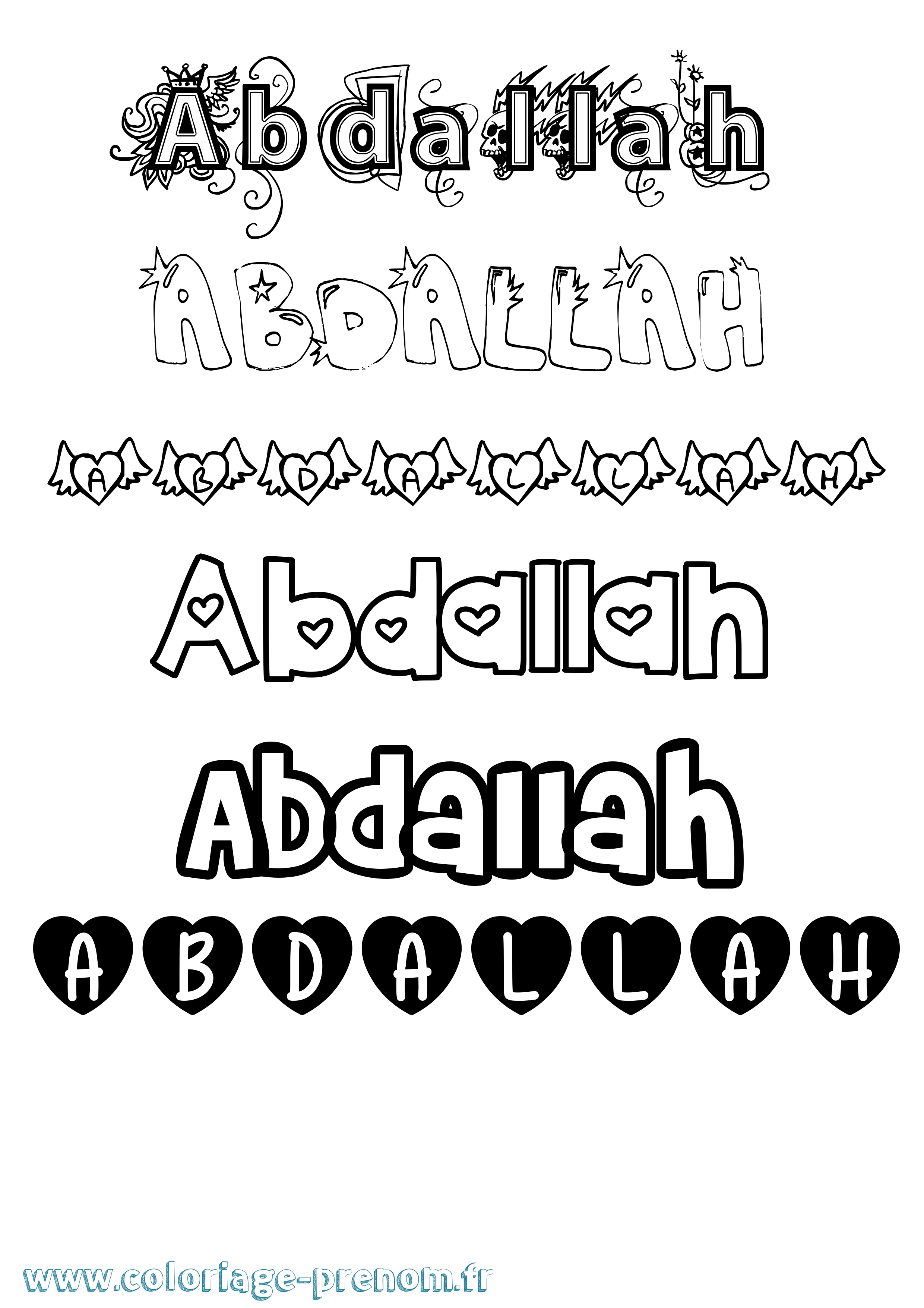 Coloriage prénom Abdallah Girly