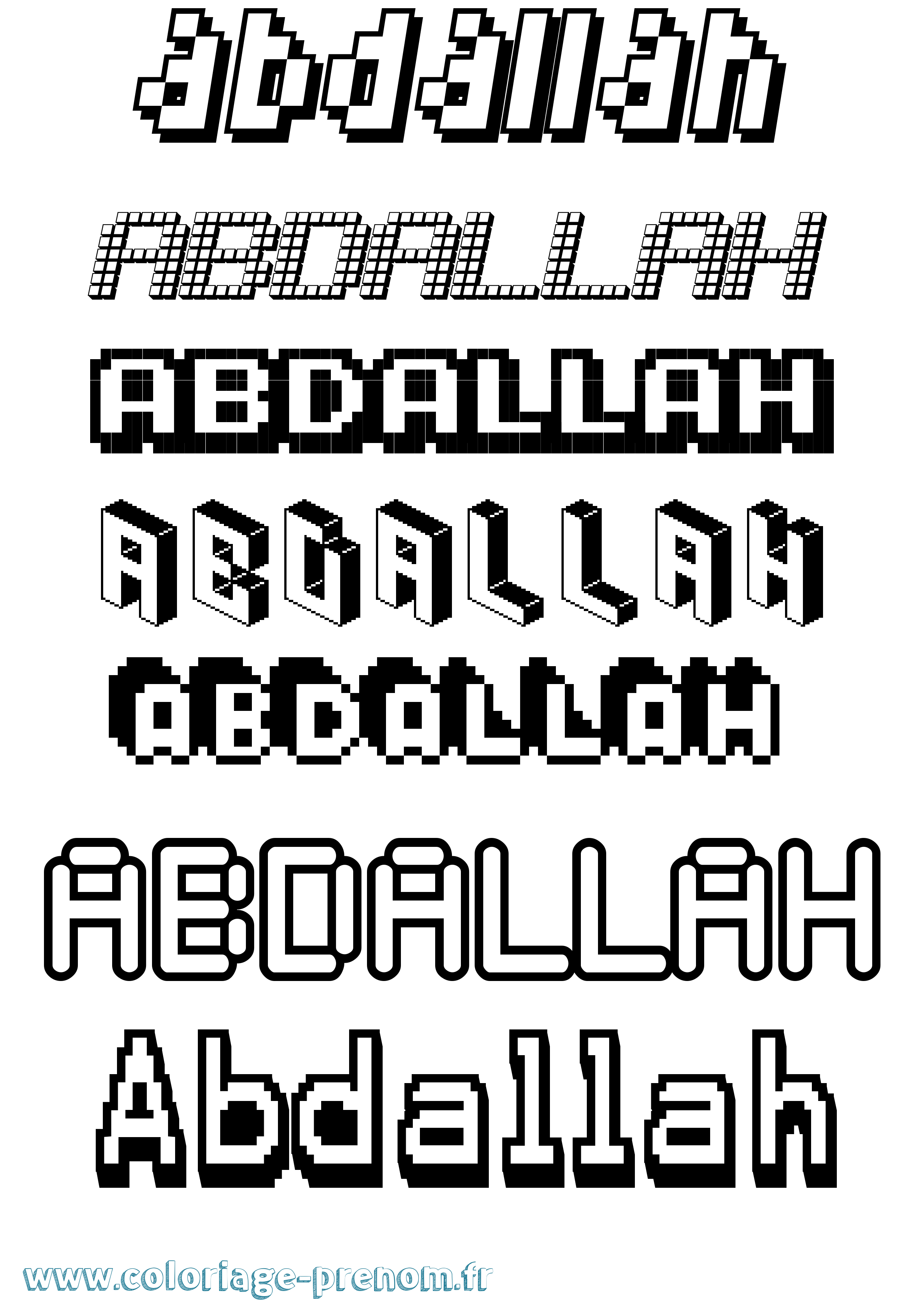 Coloriage prénom Abdallah Pixel