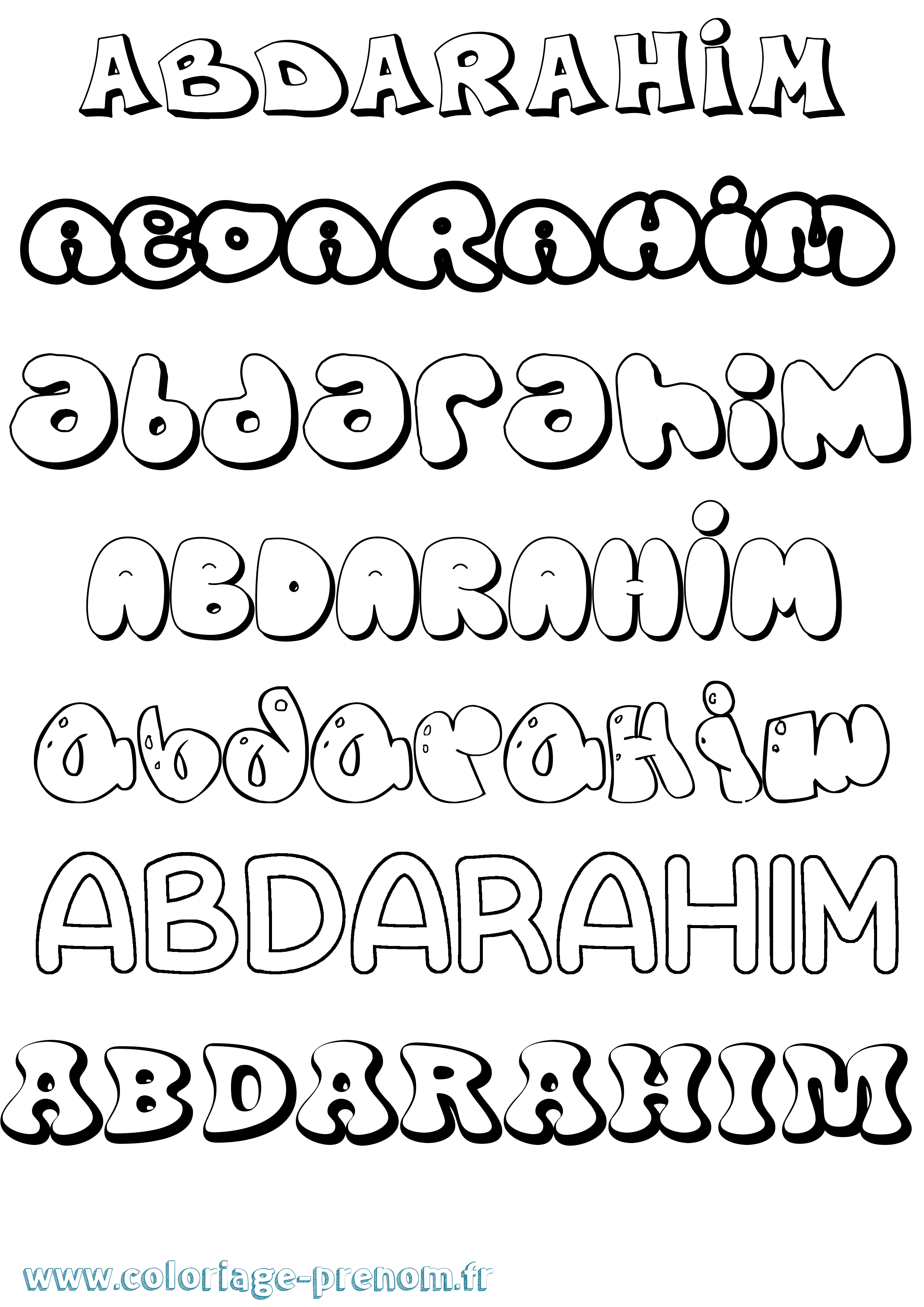Coloriage prénom Abdarahim Bubble