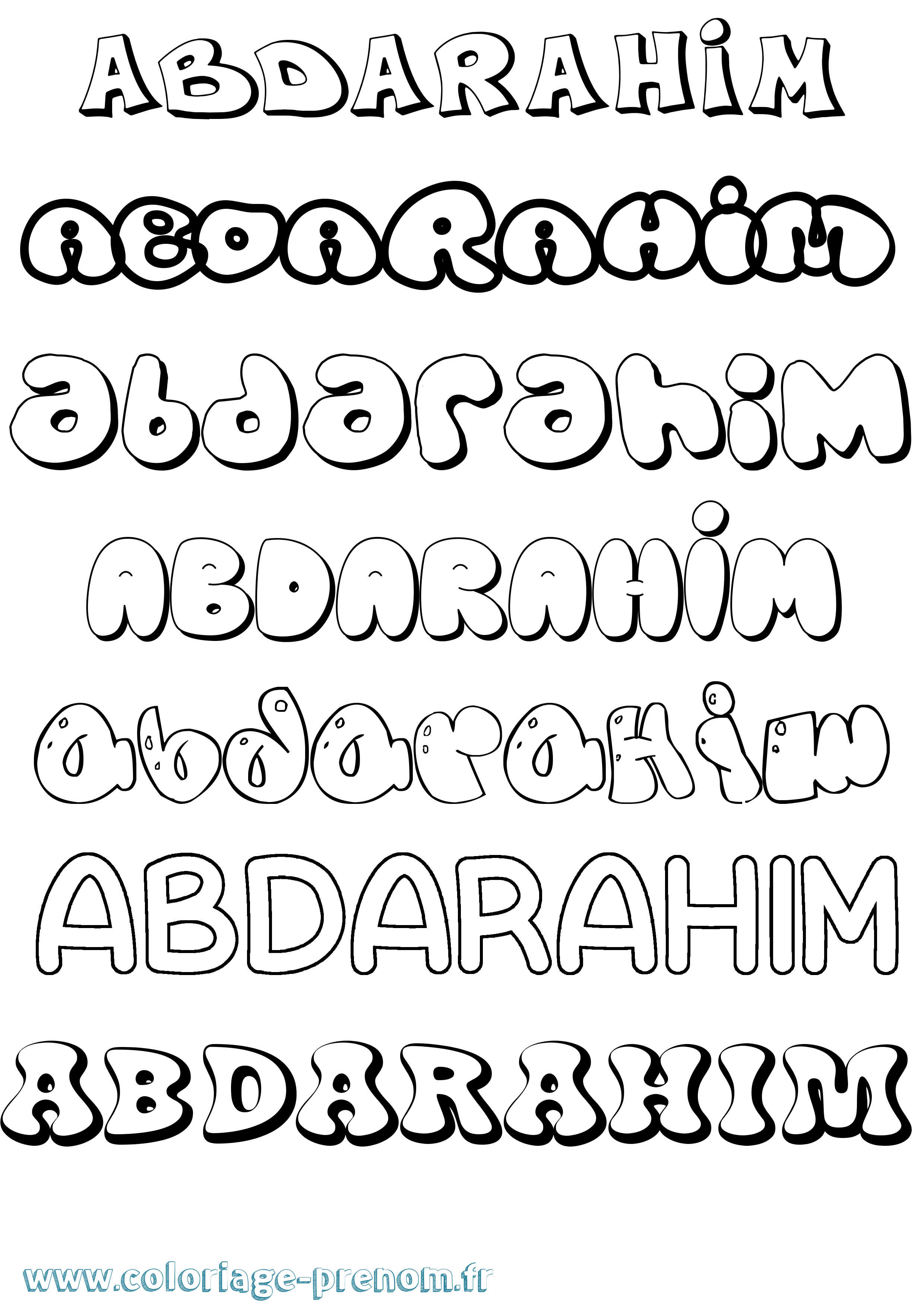 Coloriage Abdarahim Bubble Coloriage prénom Abdarahim Bubble