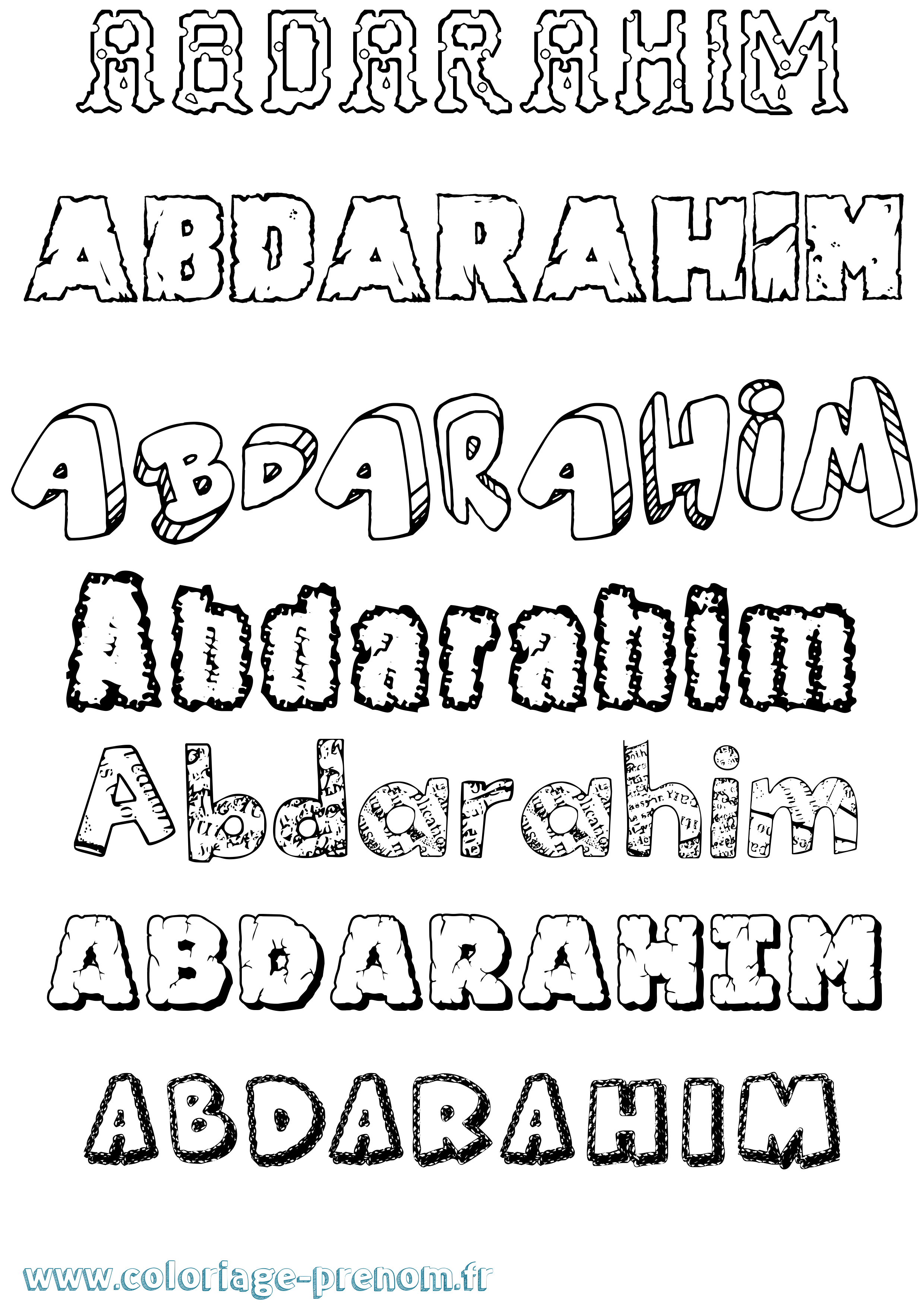 Coloriage prénom Abdarahim Destructuré