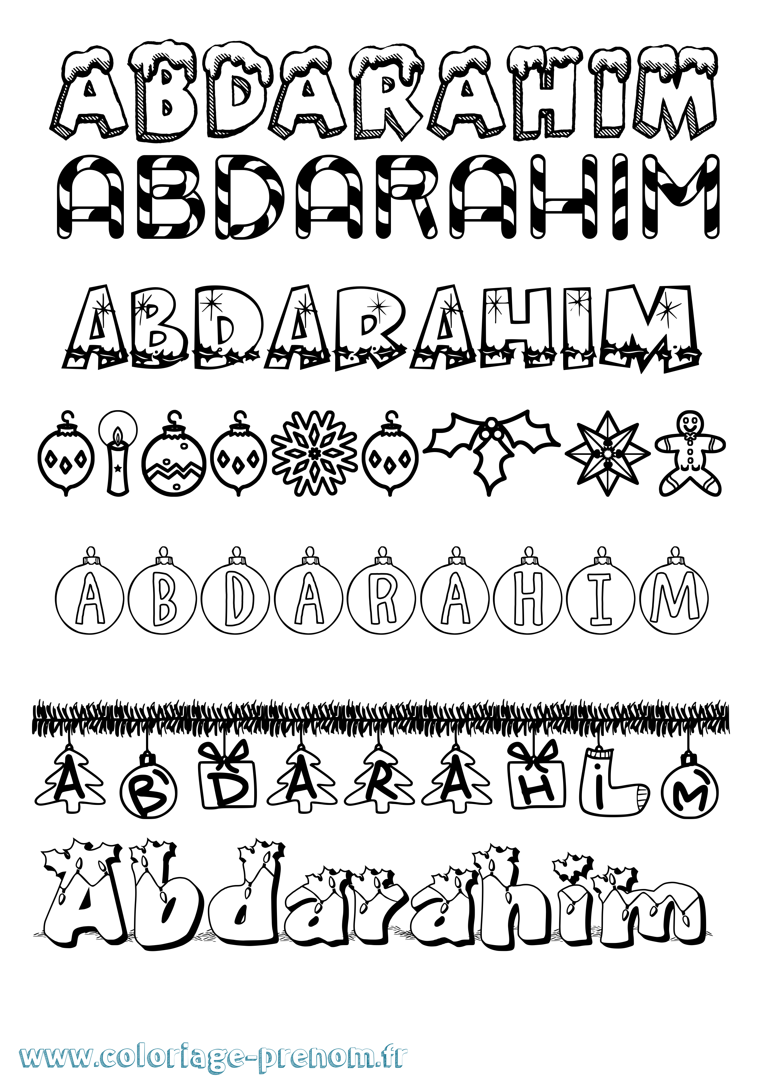 Coloriage Abdarahim Noël Coloriage prénom Abdarahim Noël