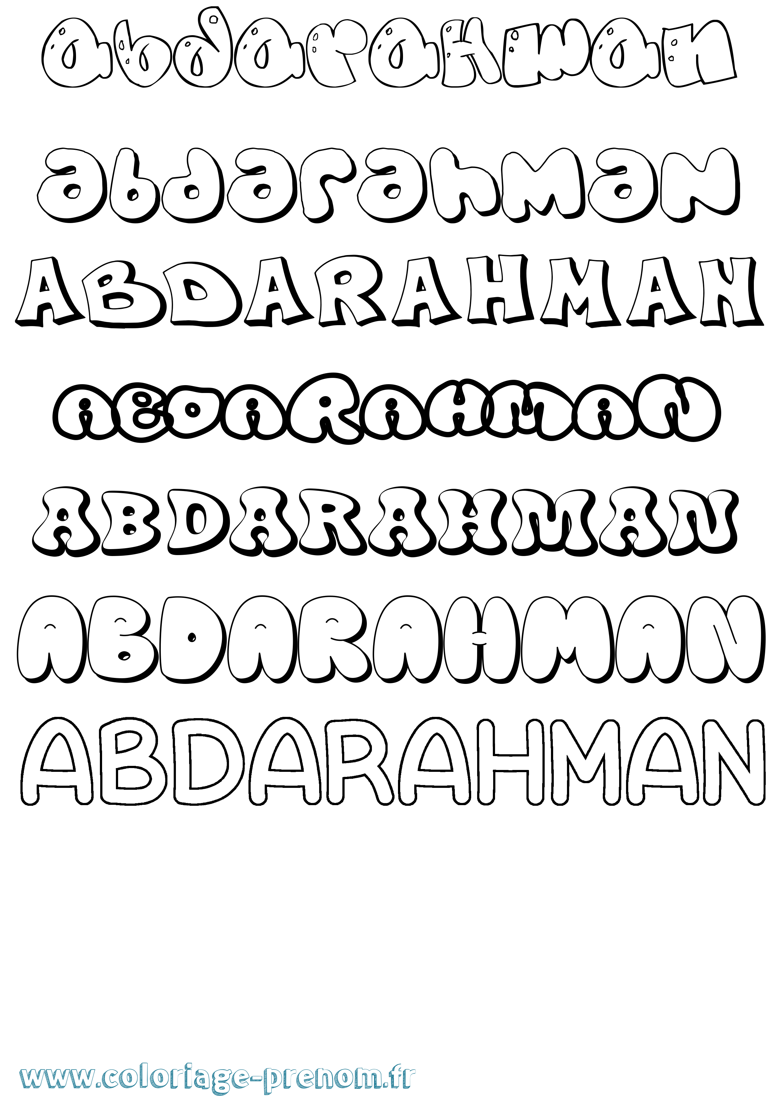 Coloriage prénom Abdarahman Bubble