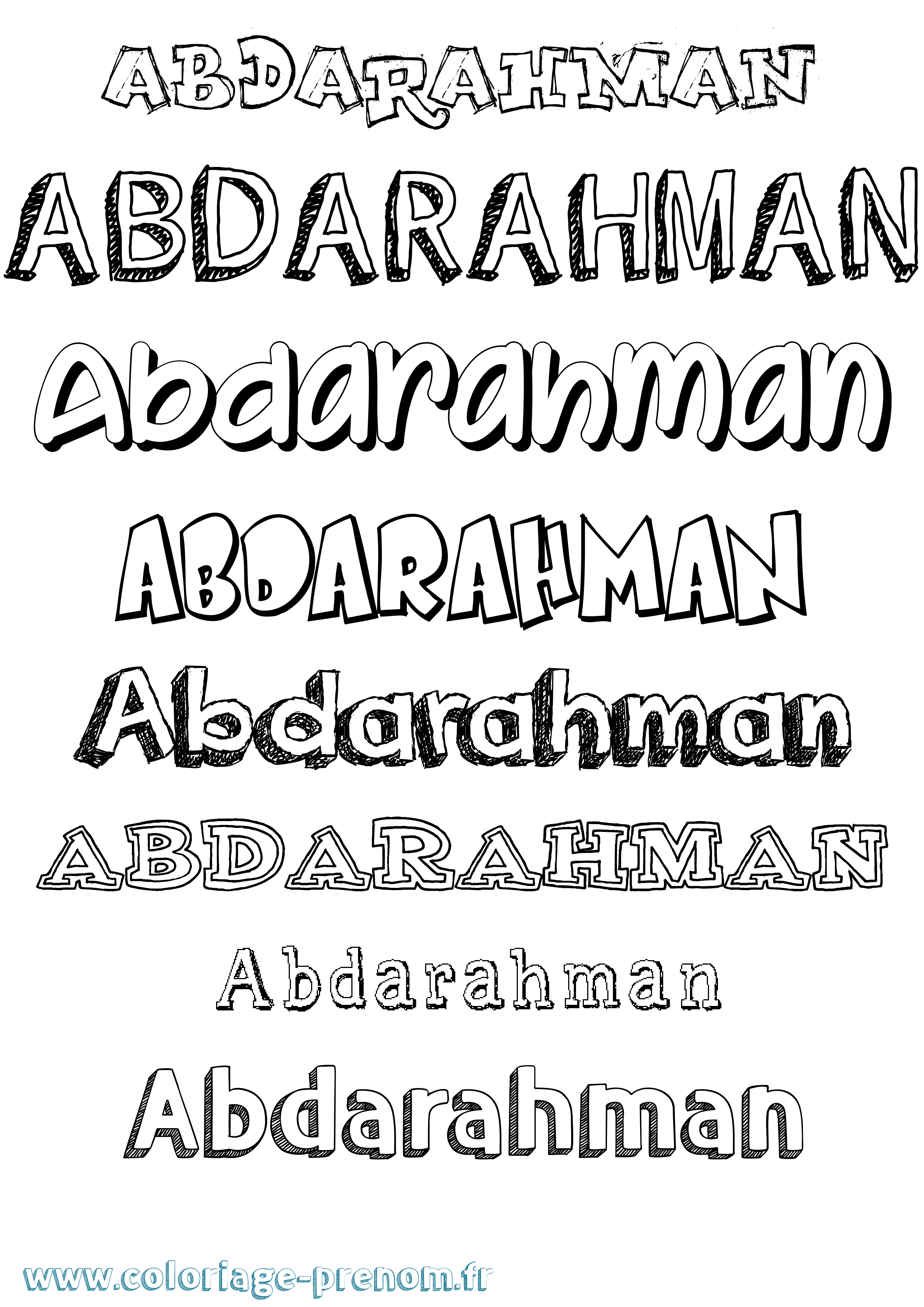 Coloriage prénom Abdarahman Dessiné