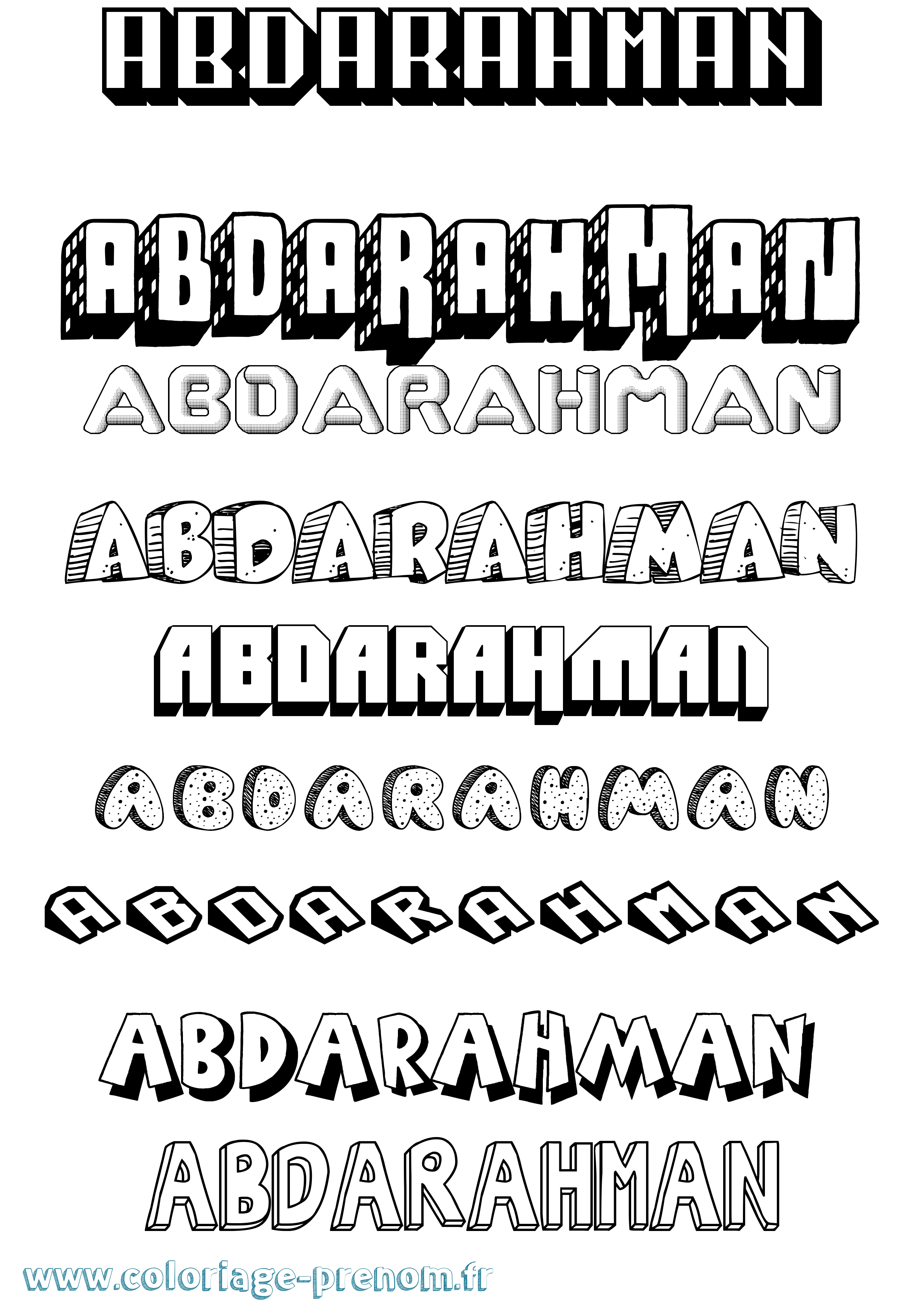 Coloriage prénom Abdarahman Effet 3D
