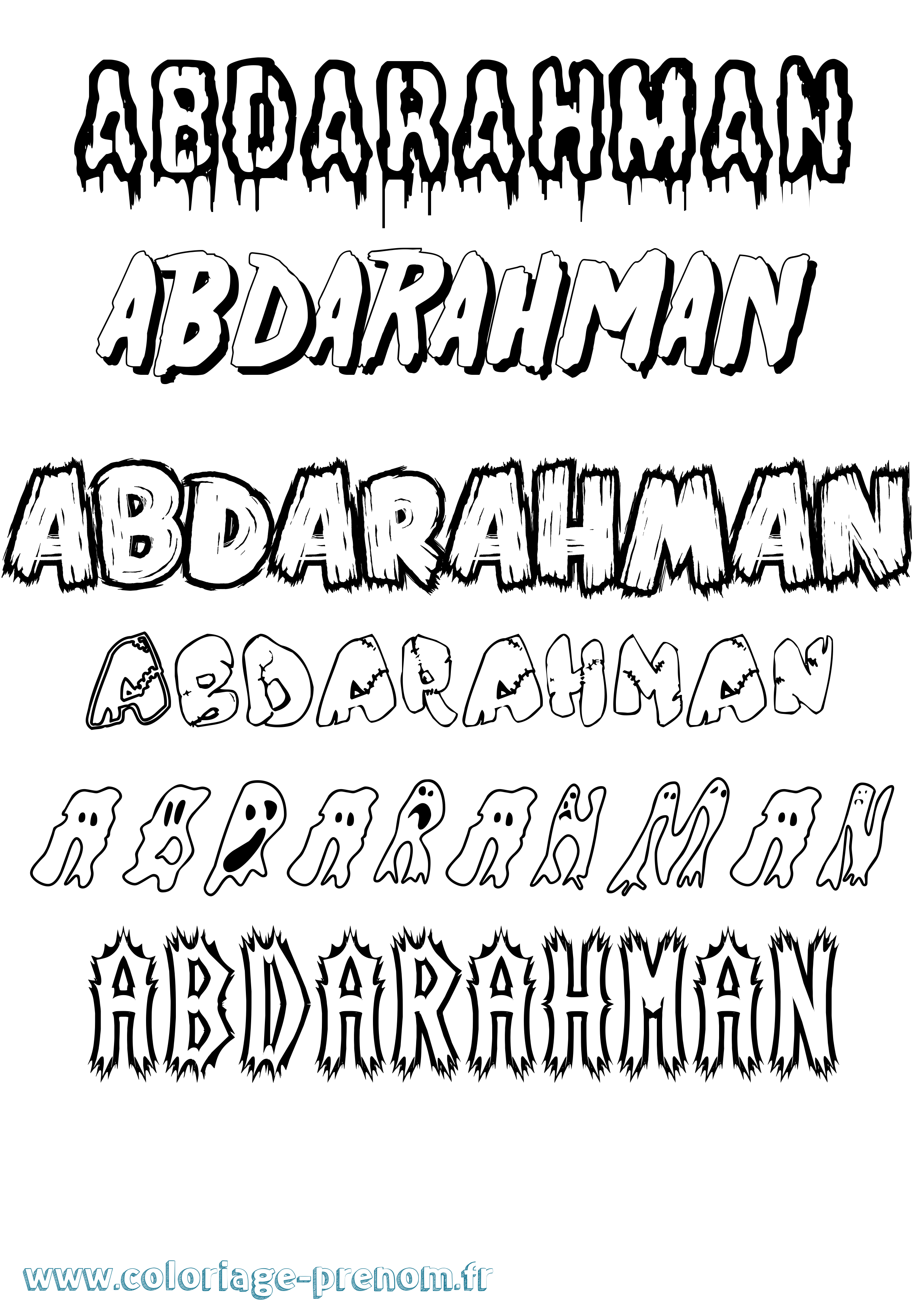 Coloriage prénom Abdarahman Frisson