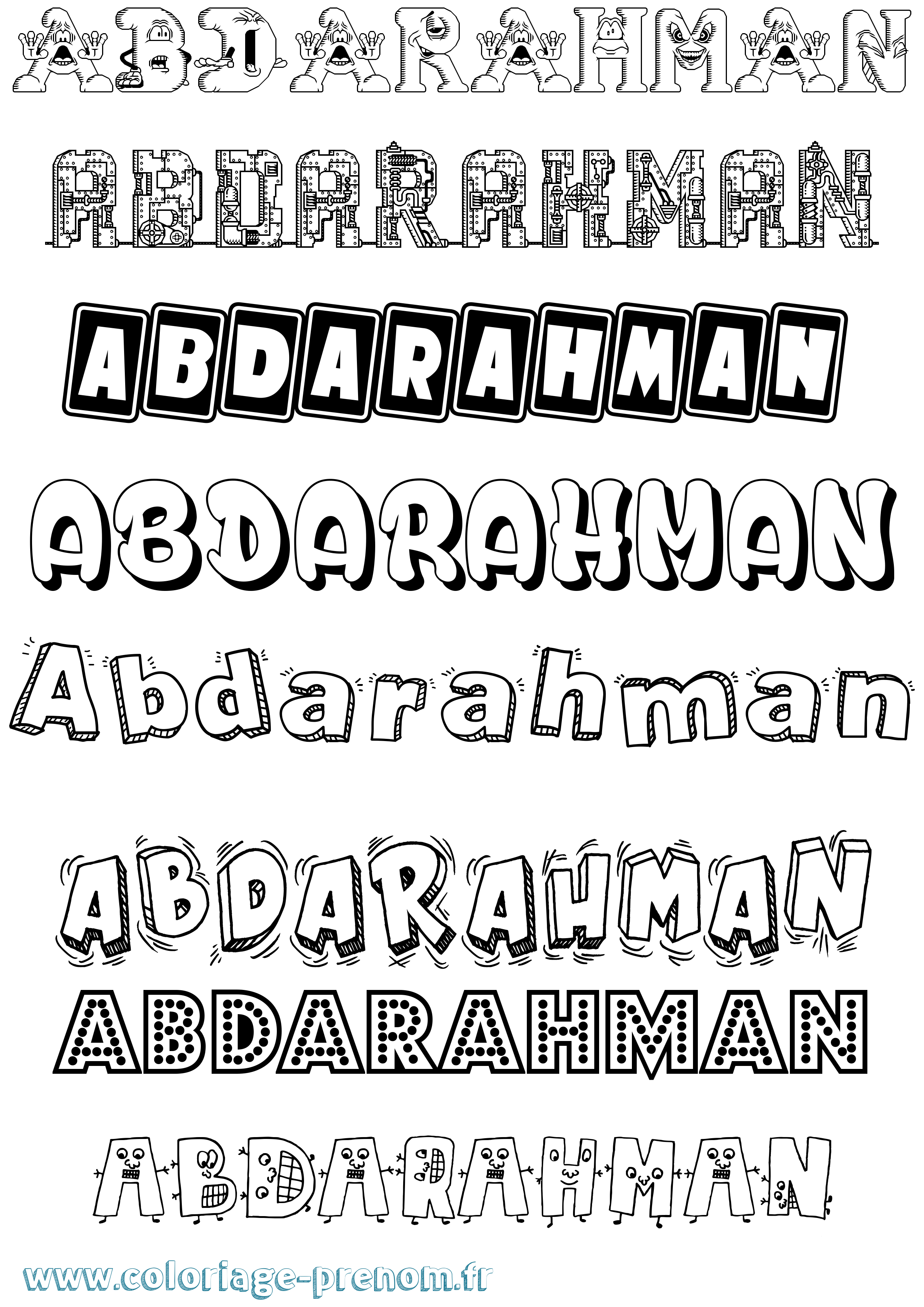 Coloriage prénom Abdarahman Fun