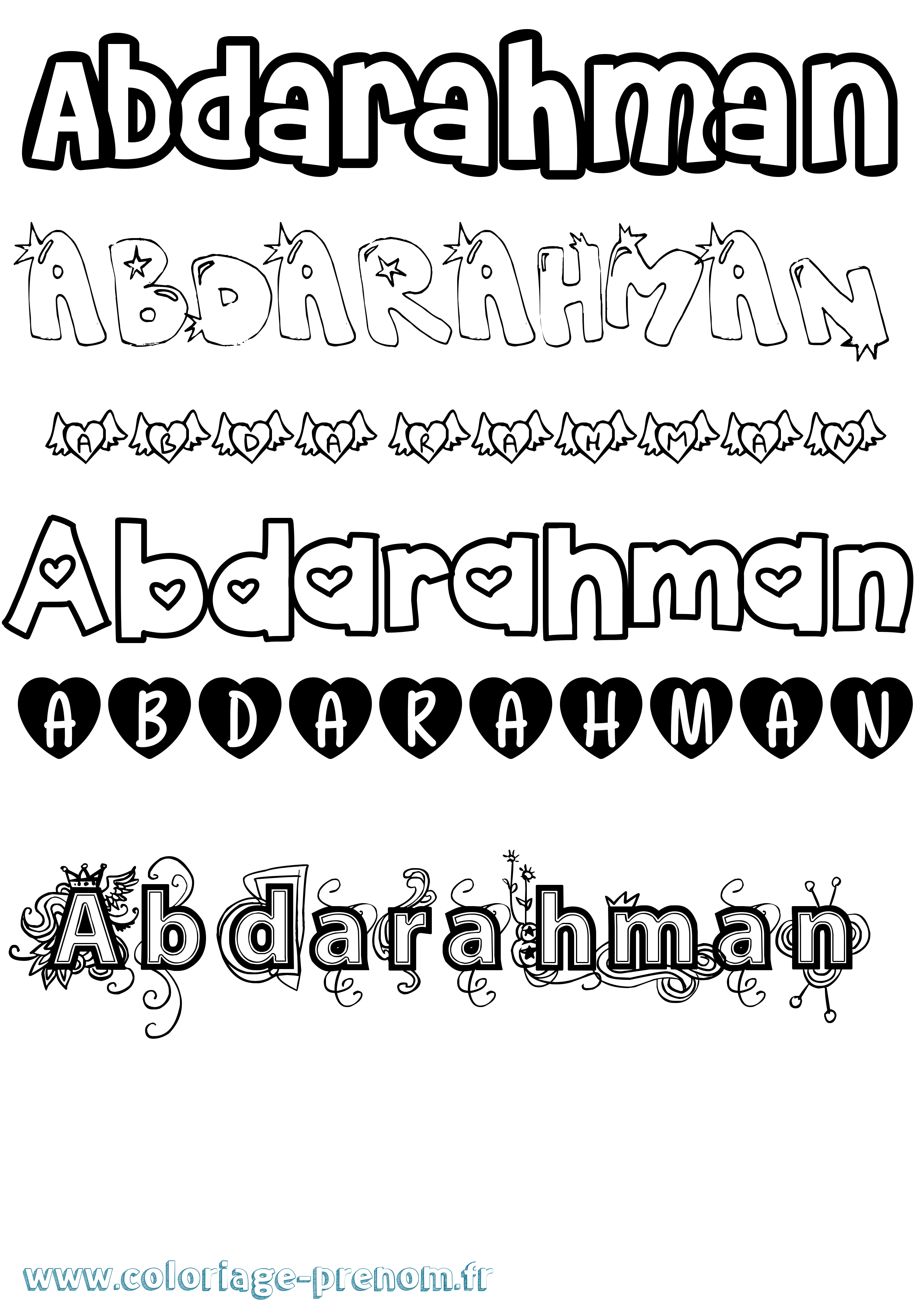 Coloriage prénom Abdarahman Girly