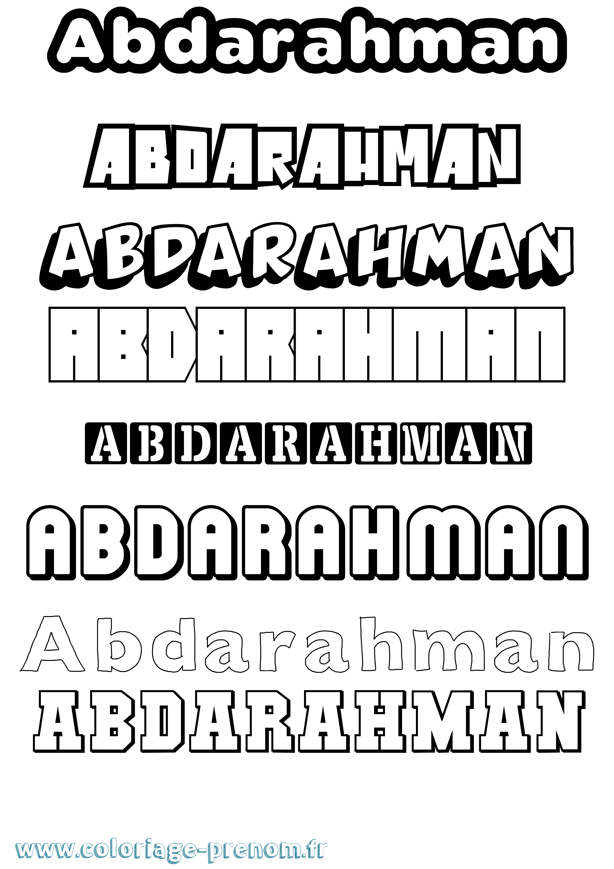 Coloriage prénom Abdarahman Simple