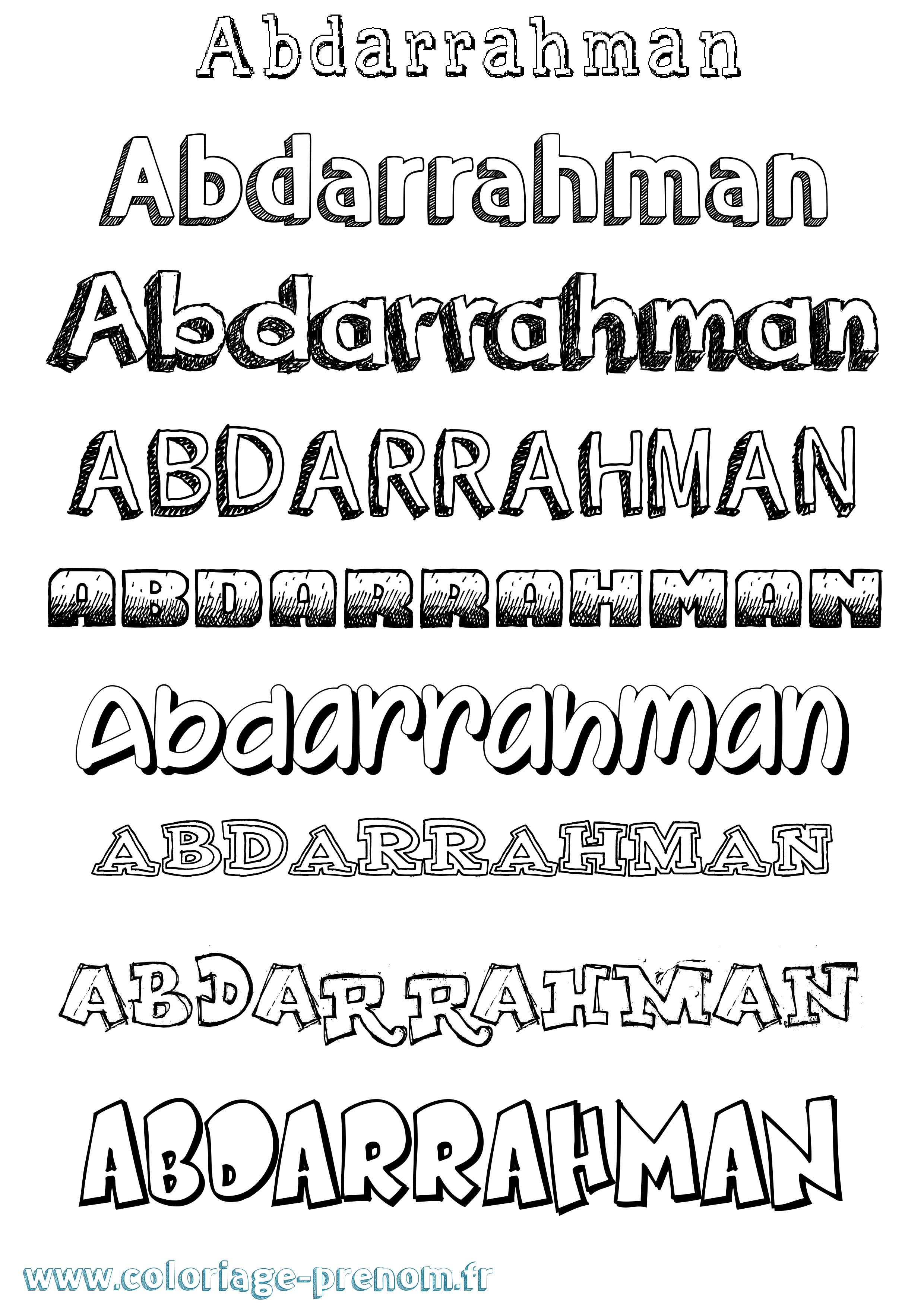 Coloriage prénom Abdarrahman Dessiné