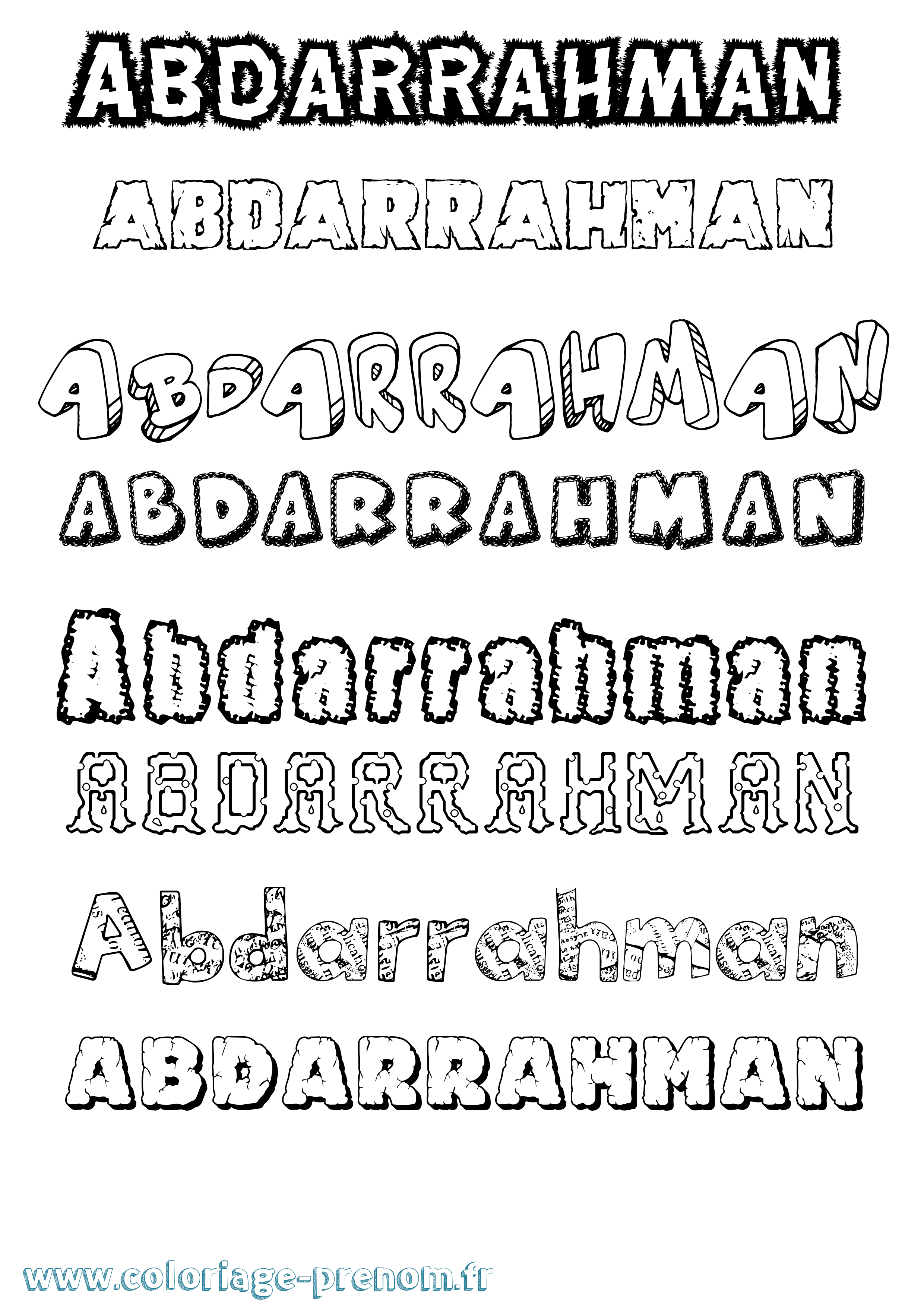 Coloriage prénom Abdarrahman Destructuré