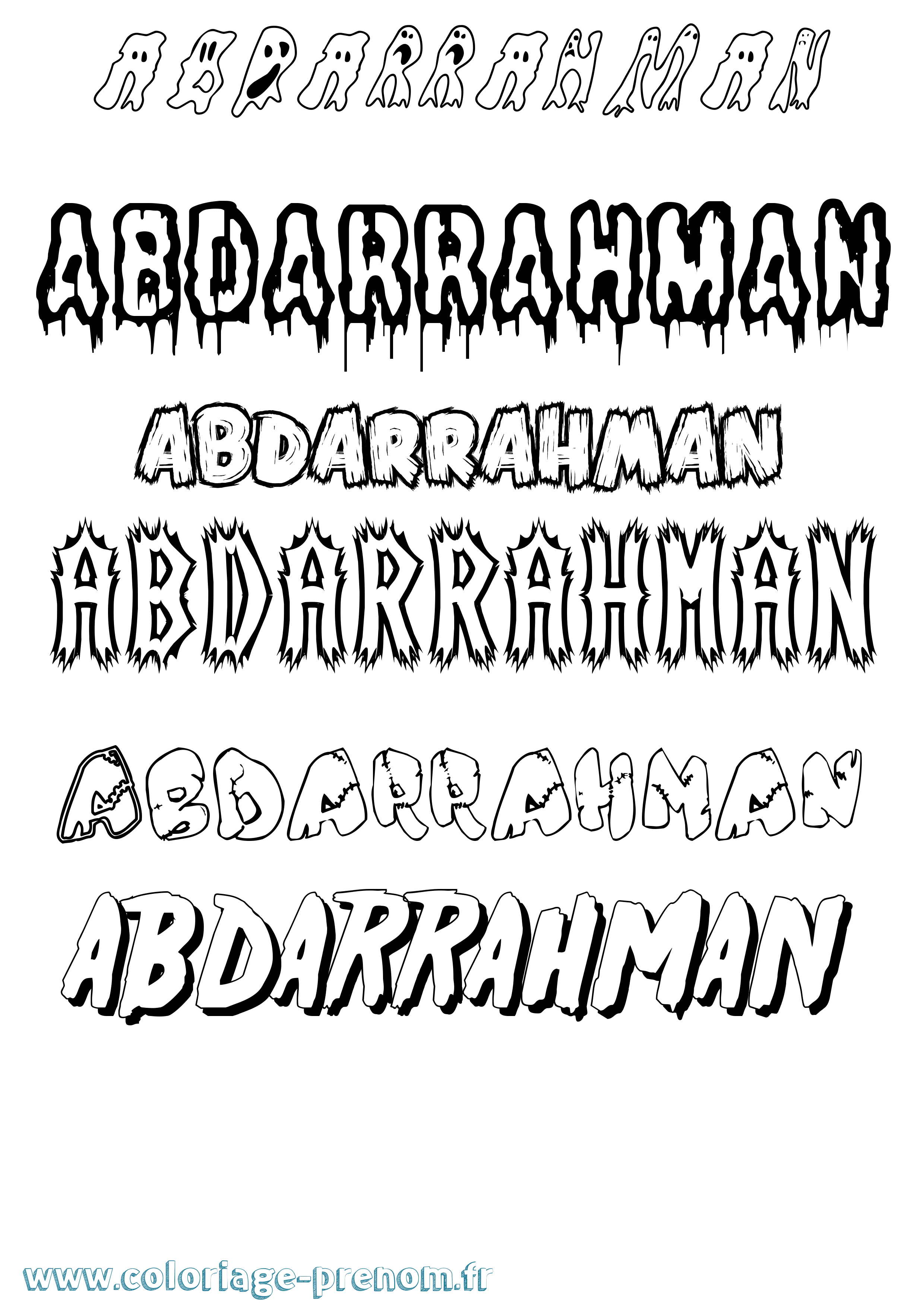 Coloriage prénom Abdarrahman Frisson