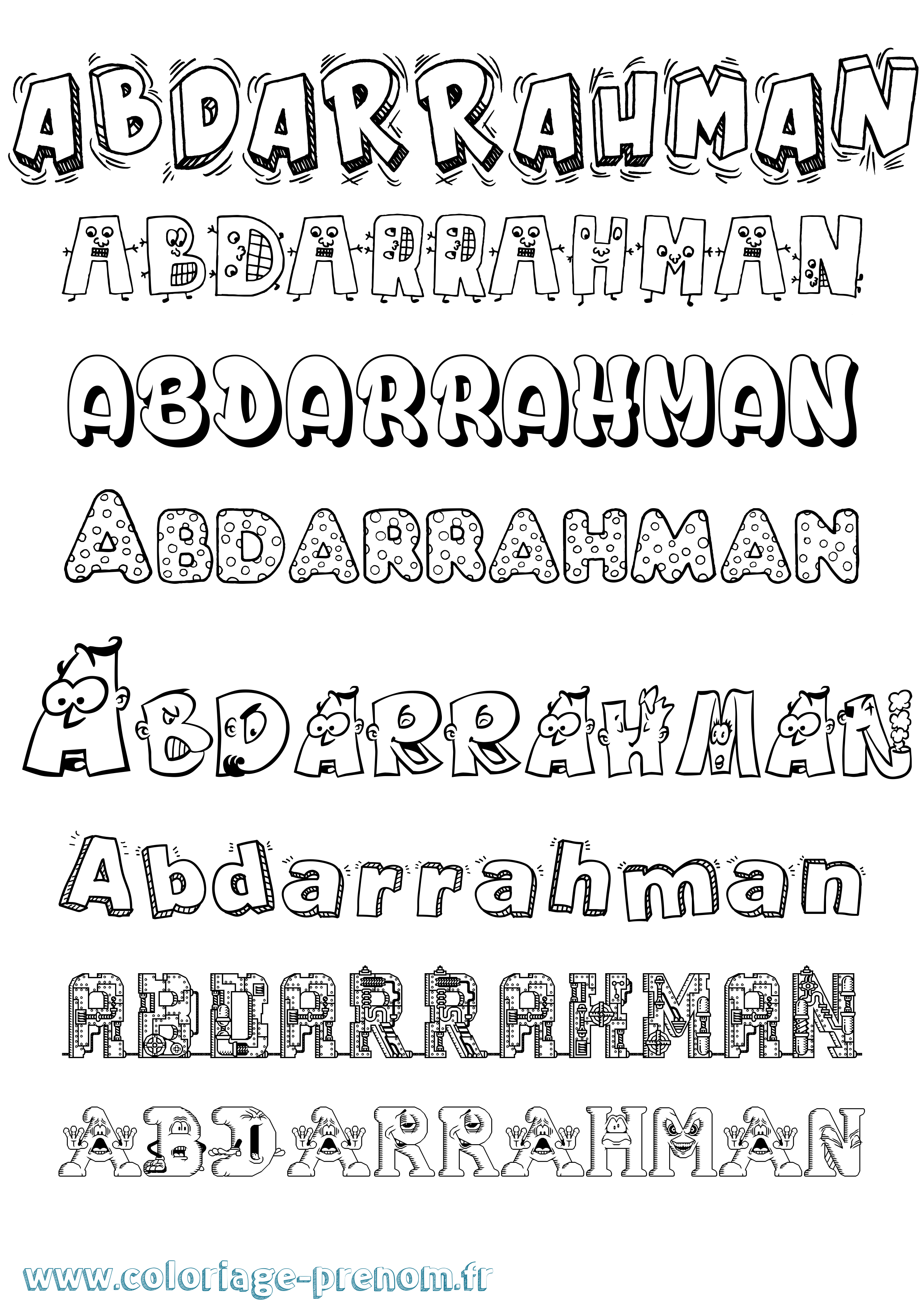Coloriage prénom Abdarrahman Fun