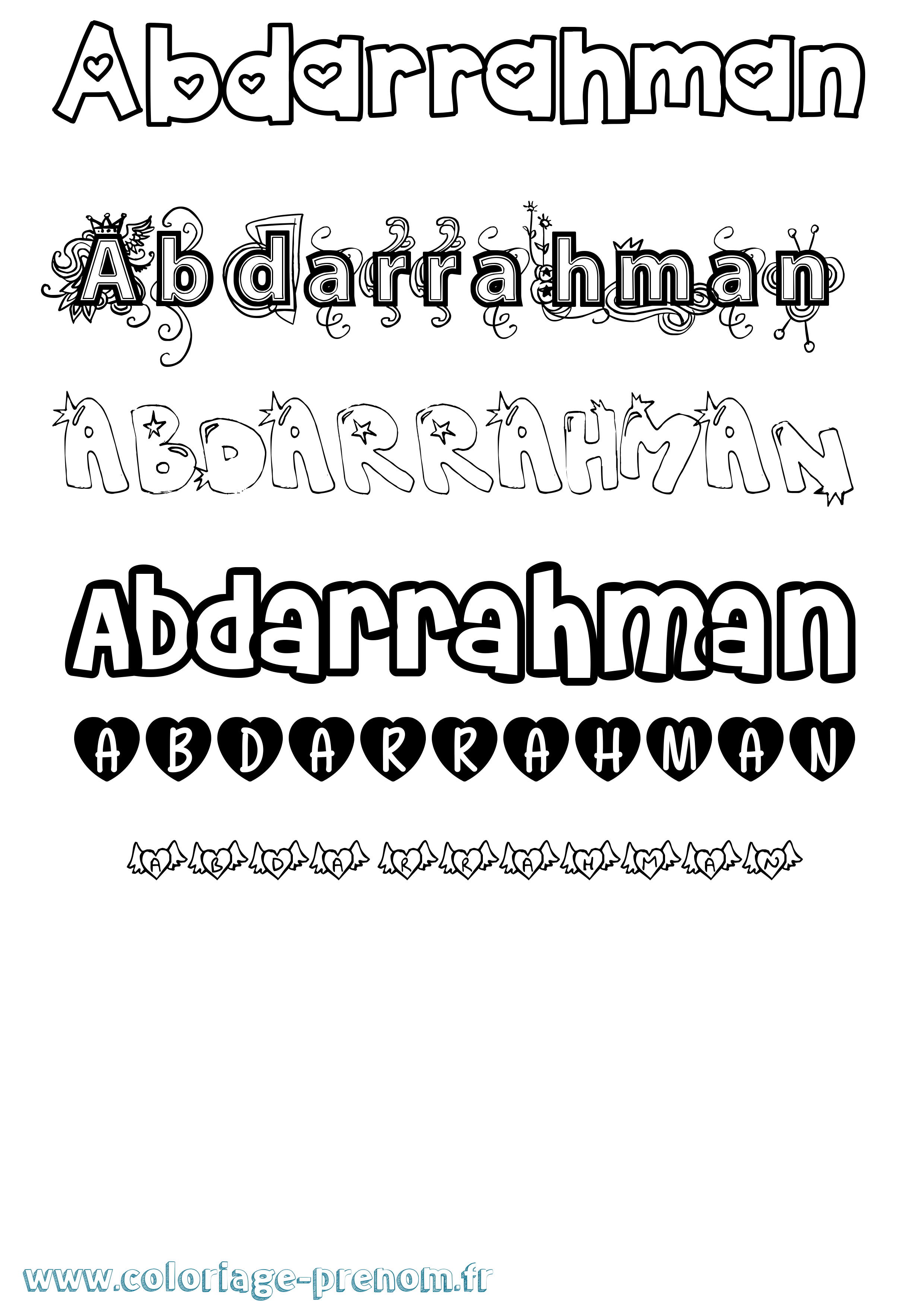 Coloriage prénom Abdarrahman Girly